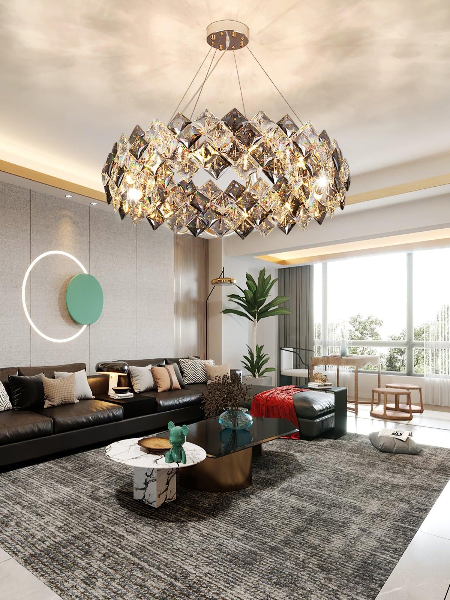 Lustra Kronleuchter Schuppen Kristall Rund mit Gold LED-Letslighting