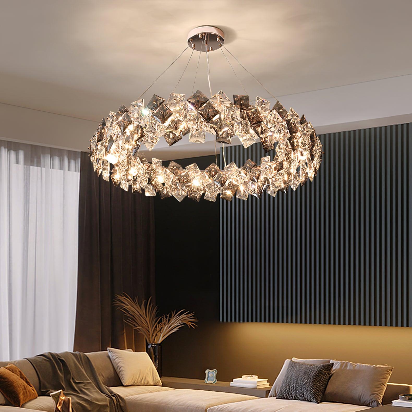 Lustra Kronleuchter Schuppen Kristall Rund mit Gold LED-Letslighting