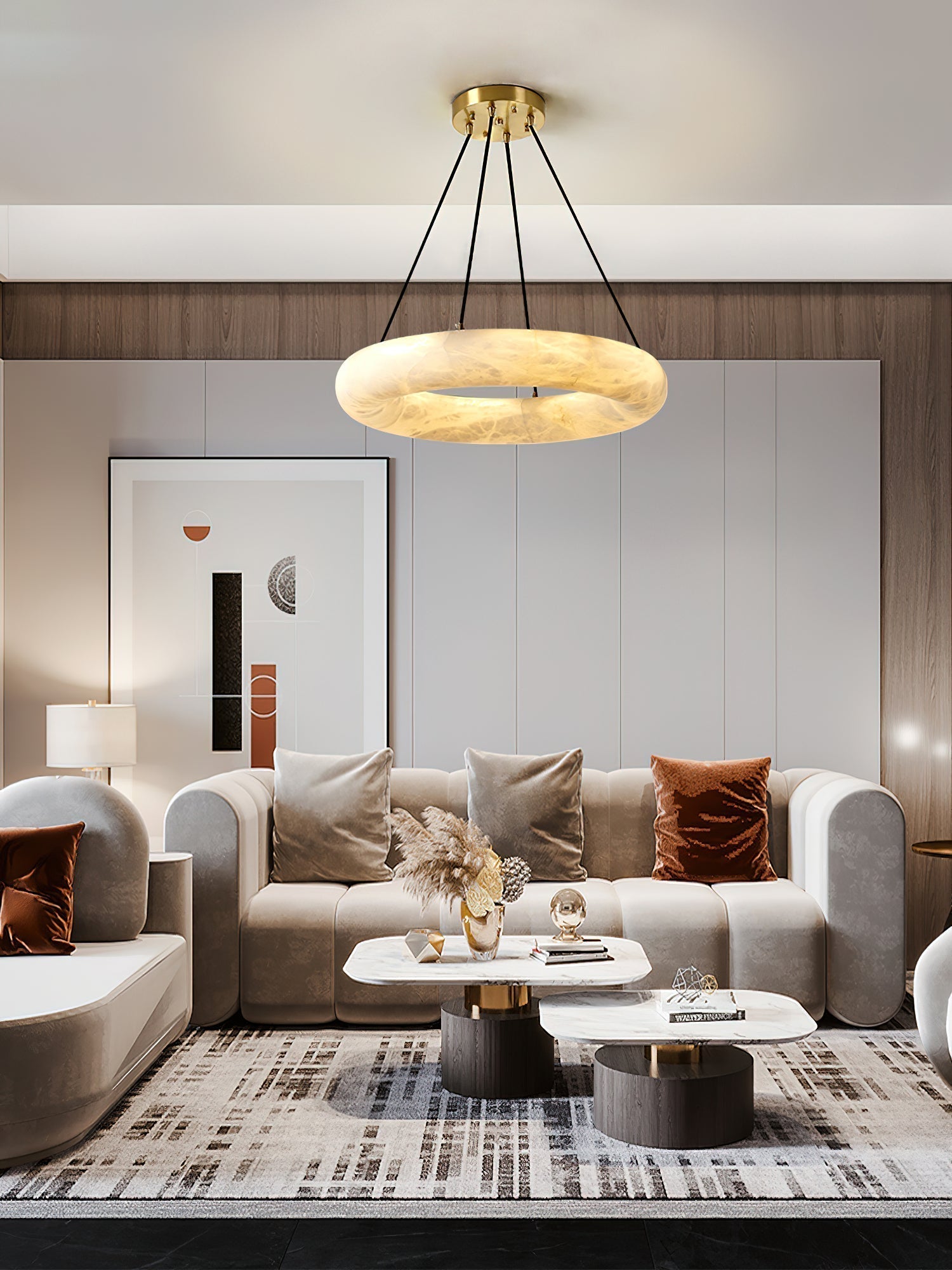 Alvynora Modern Minimalist Brass Alabaster Chandelier - Letslighting