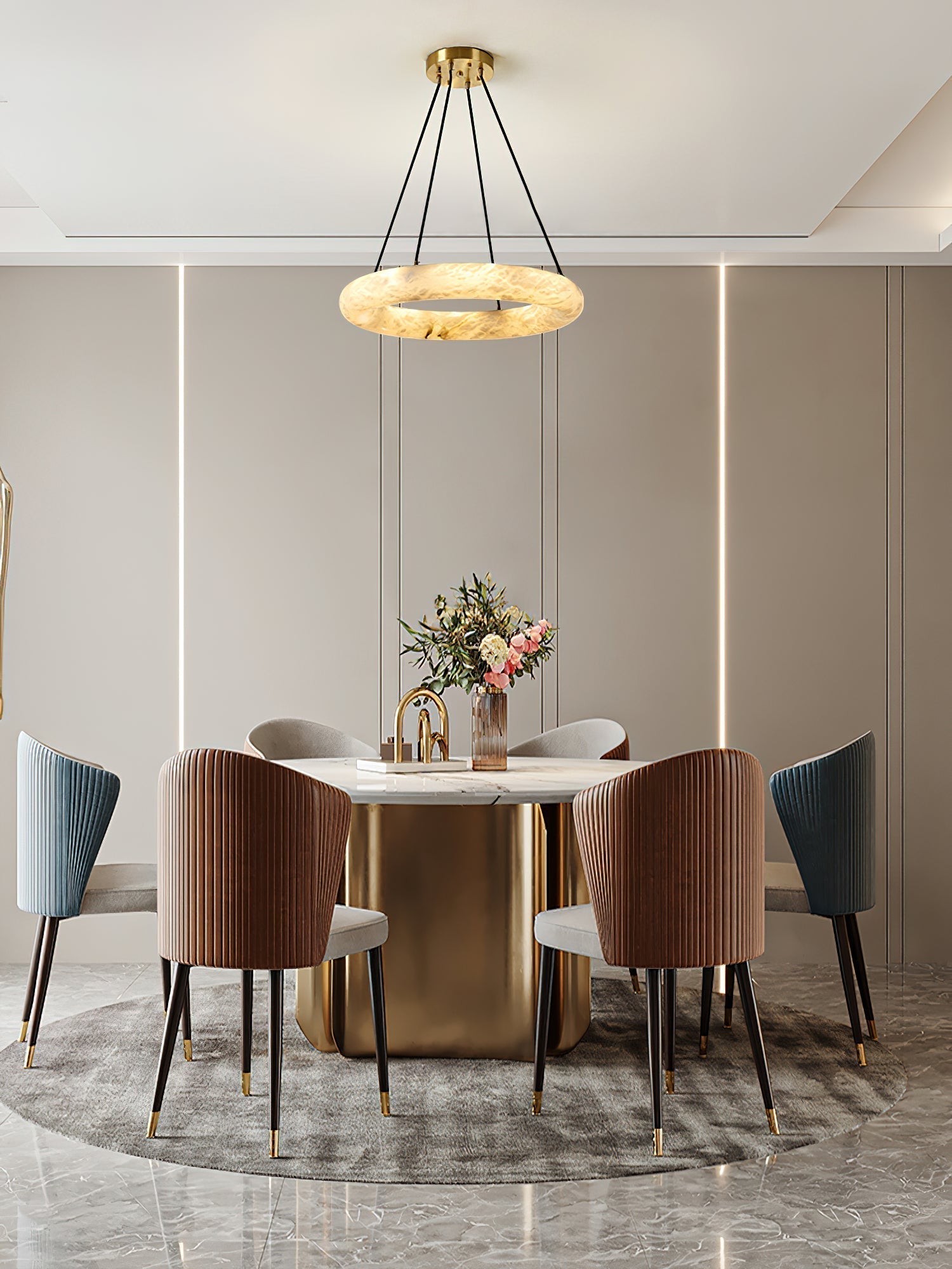 Alvynora Modern Minimalist Brass Alabaster Chandelier - Letslighting