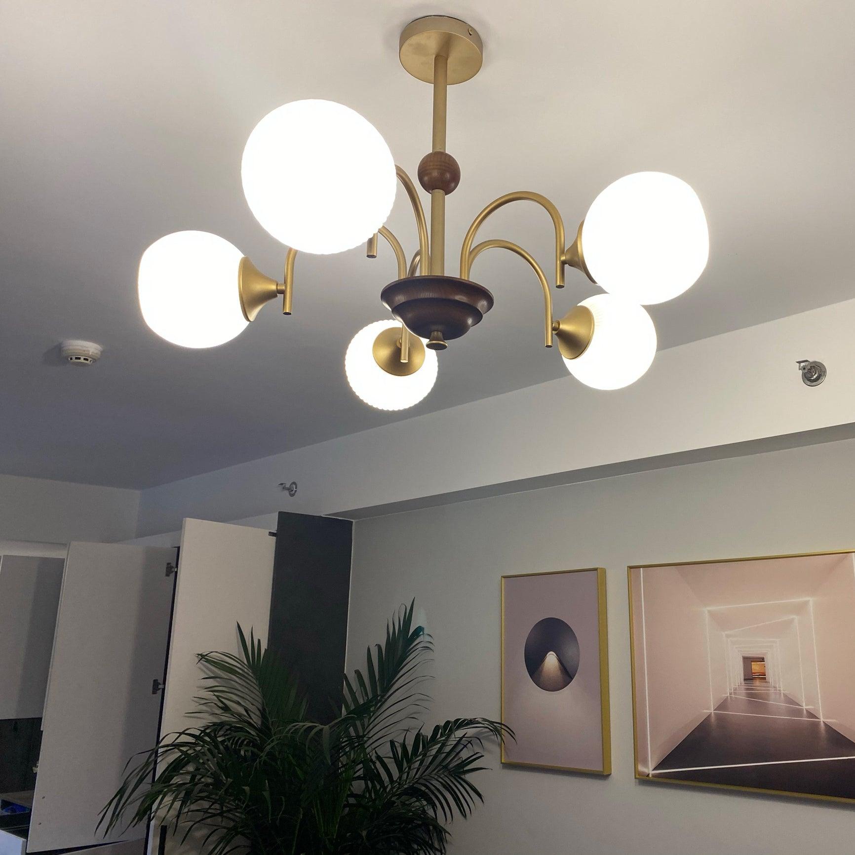 Lustra Kronleuchter Skulptural Glas Rippen mit Eisen-Letslighting