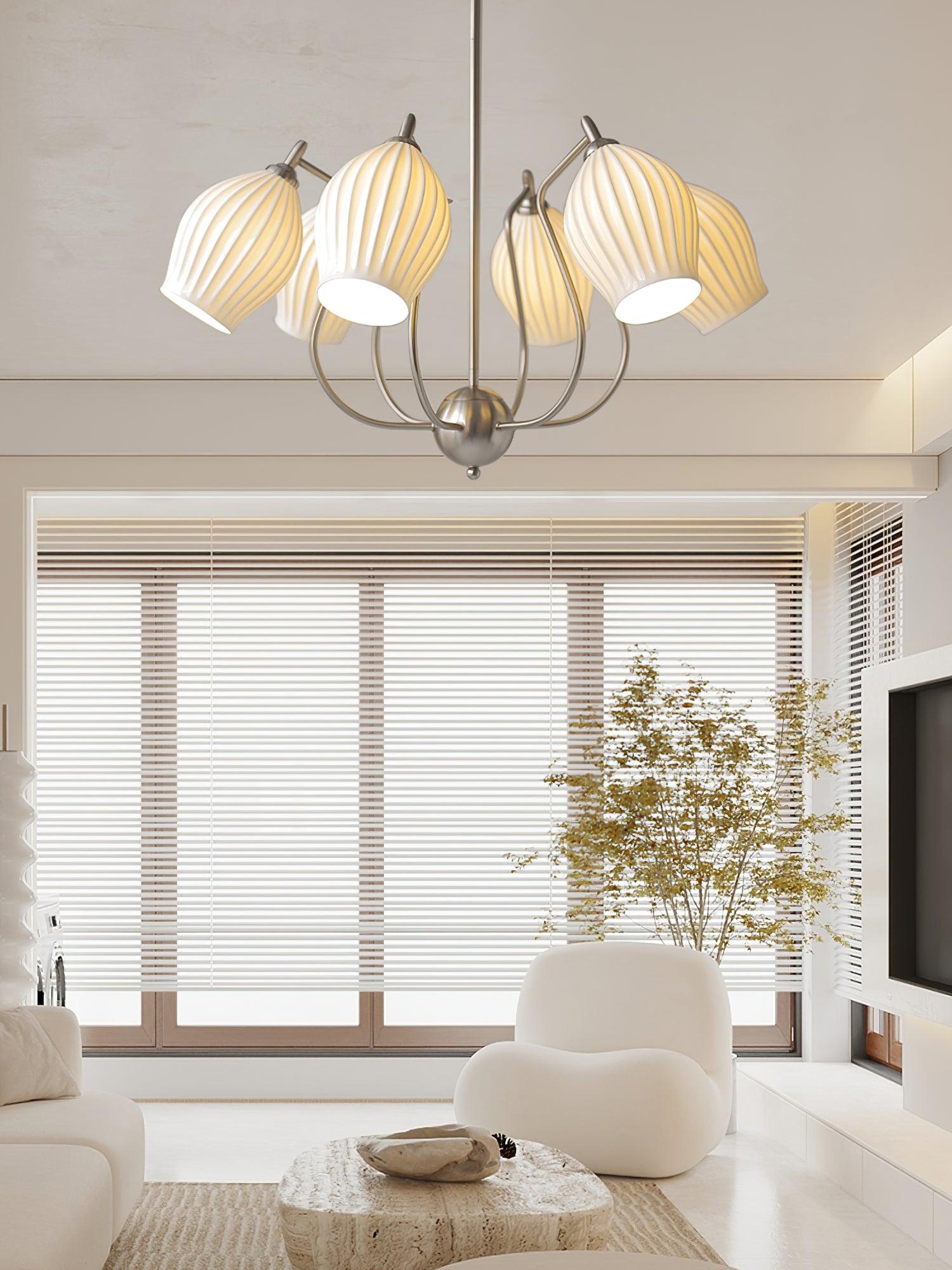 Lustra Keramik-Lüster Rippen Struktur Glas Elegant-Letslighting