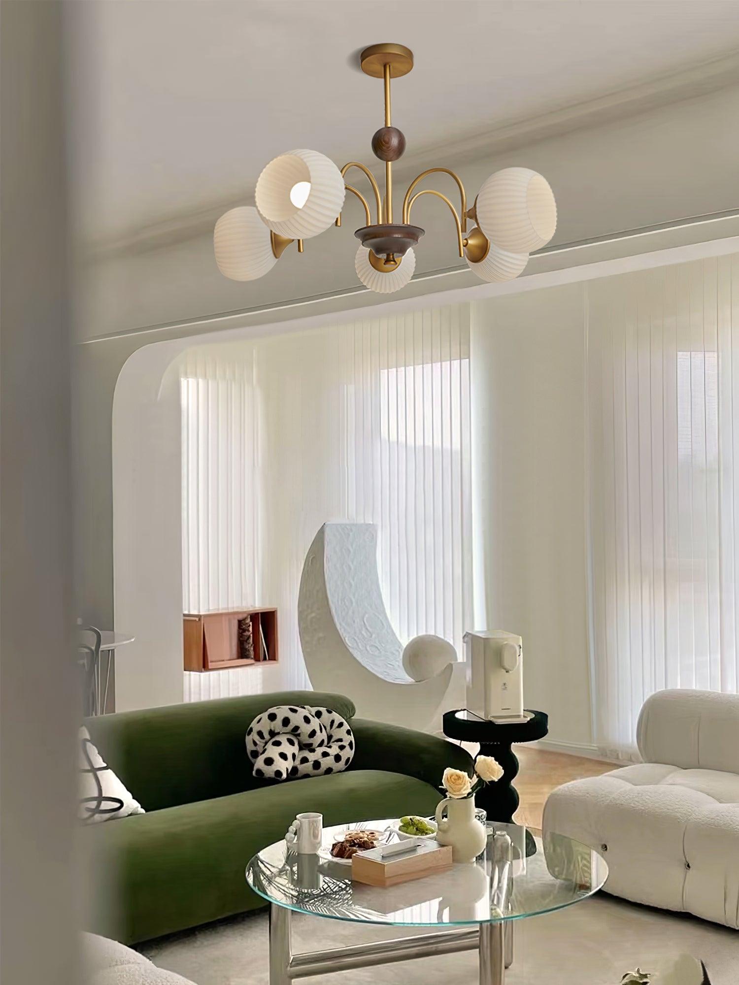 Lustra Kronleuchter Skulptural Glas Rippen mit Eisen-Letslighting