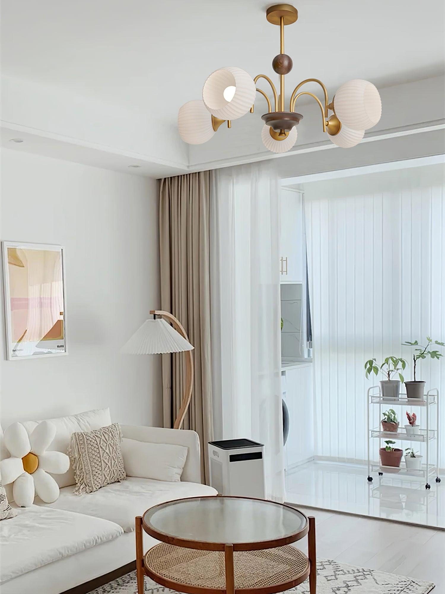 Lustra Kronleuchter Skulptural Glas Rippen mit Eisen-Letslighting
