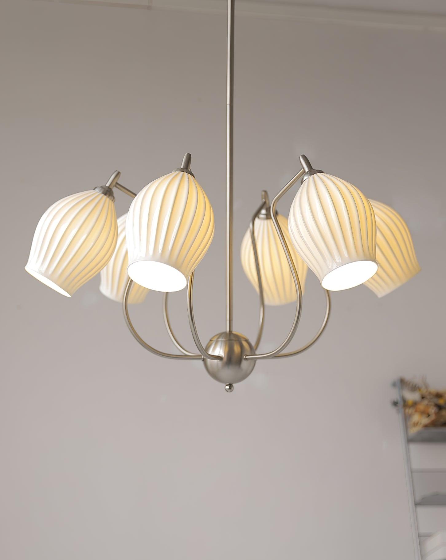 Lustra Keramik-Lüster Rippen Struktur Glas Elegant-Letslighting