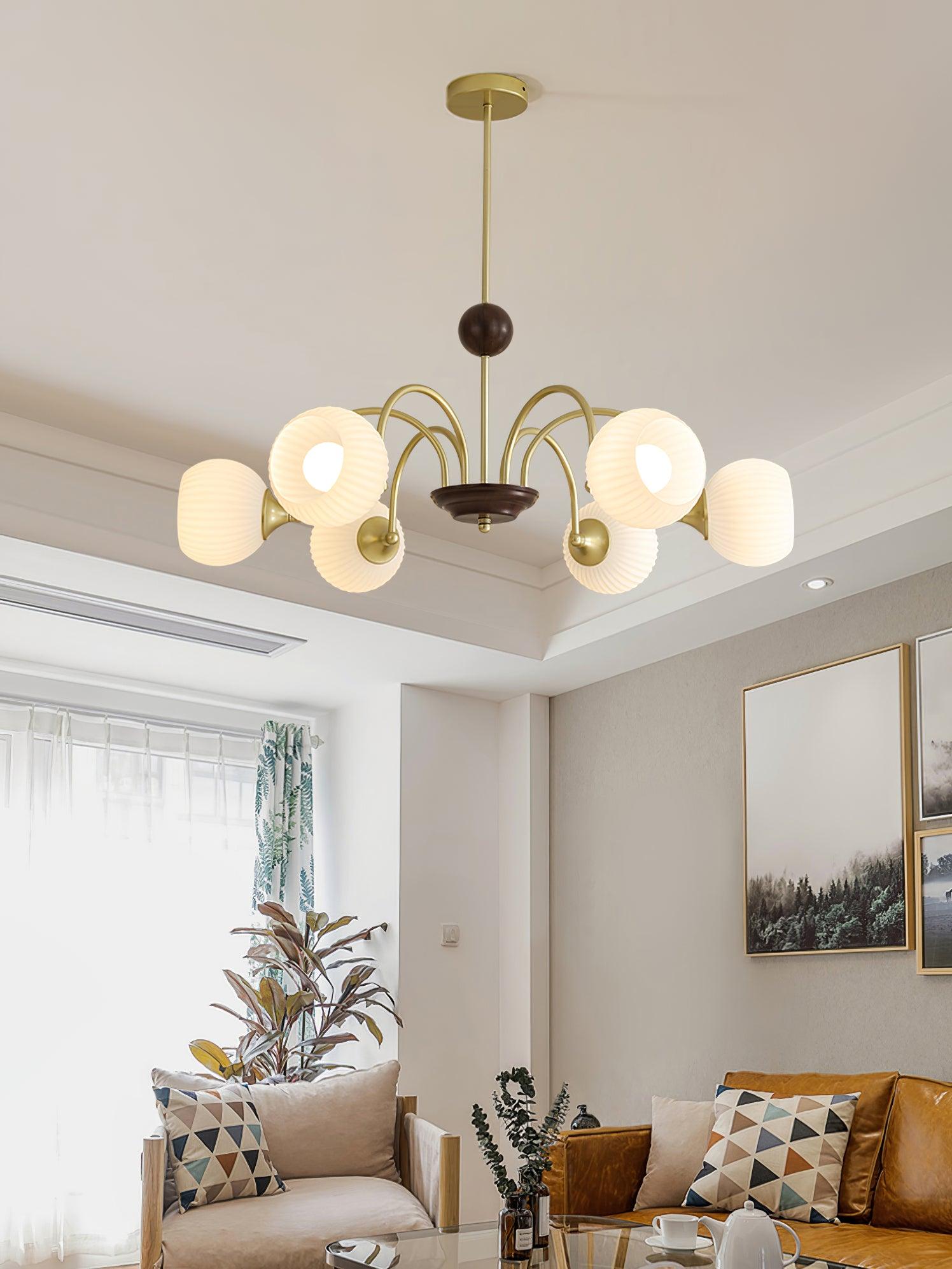 Lustra Kronleuchter Skulptural Glas Rippen mit Eisen-Letslighting