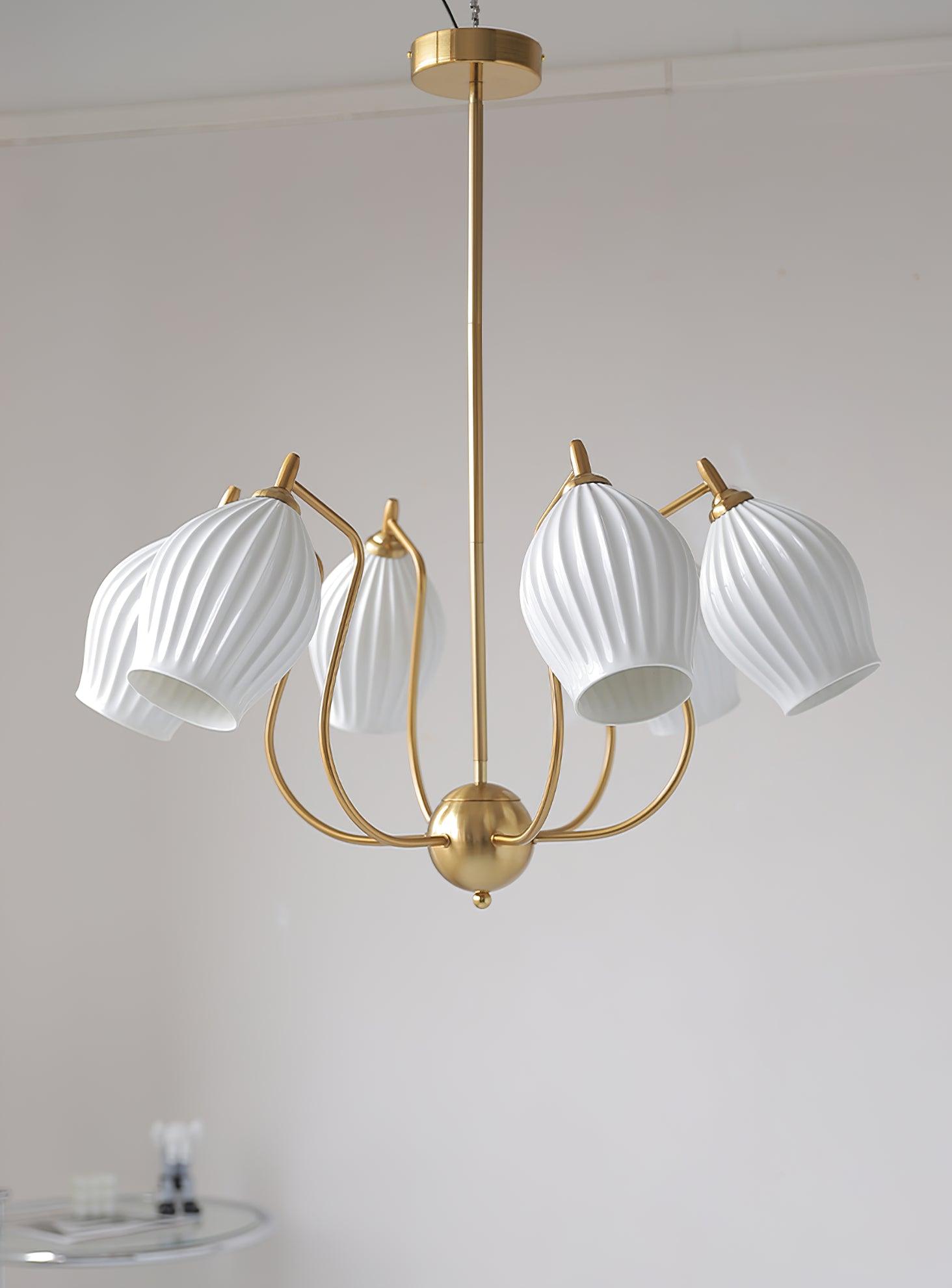 Lustra Keramik-Lüster Rippen Struktur Glas Elegant-Letslighting