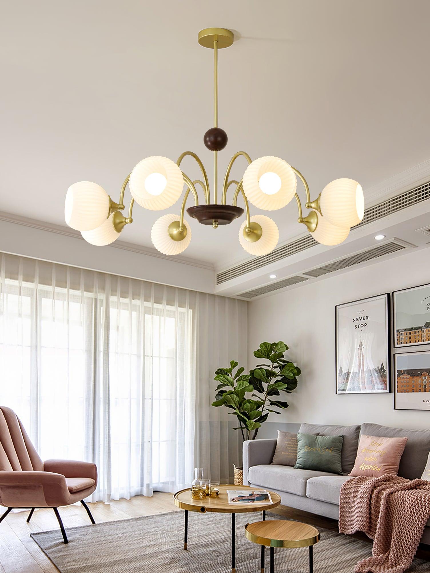 Lustra Kronleuchter Skulptural Glas Rippen mit Eisen-Letslighting