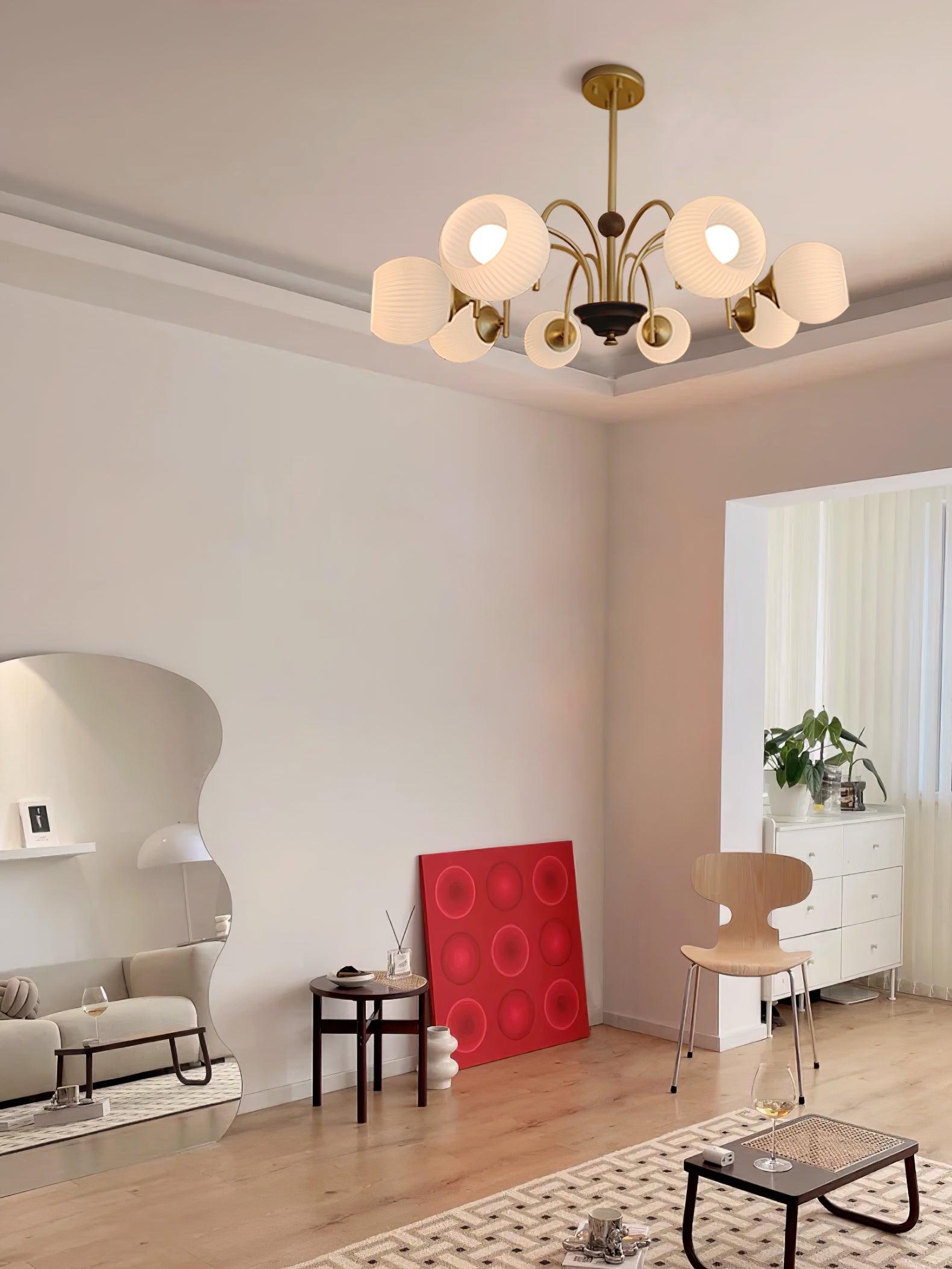 Lustra Kronleuchter Skulptural Glas Rippen mit Eisen-Letslighting