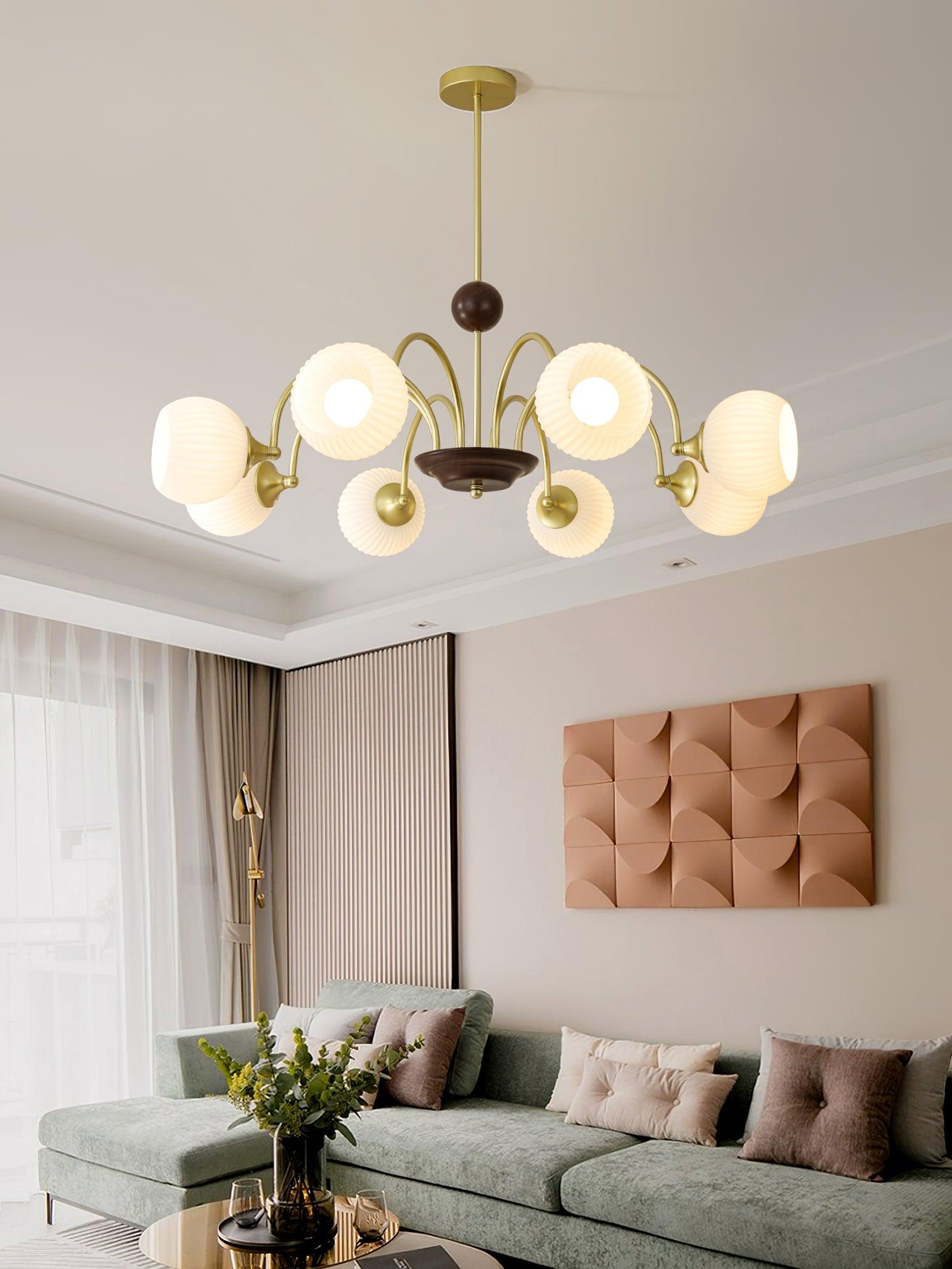 Lustra Kronleuchter Skulptural Glas Rippen mit Eisen-Letslighting