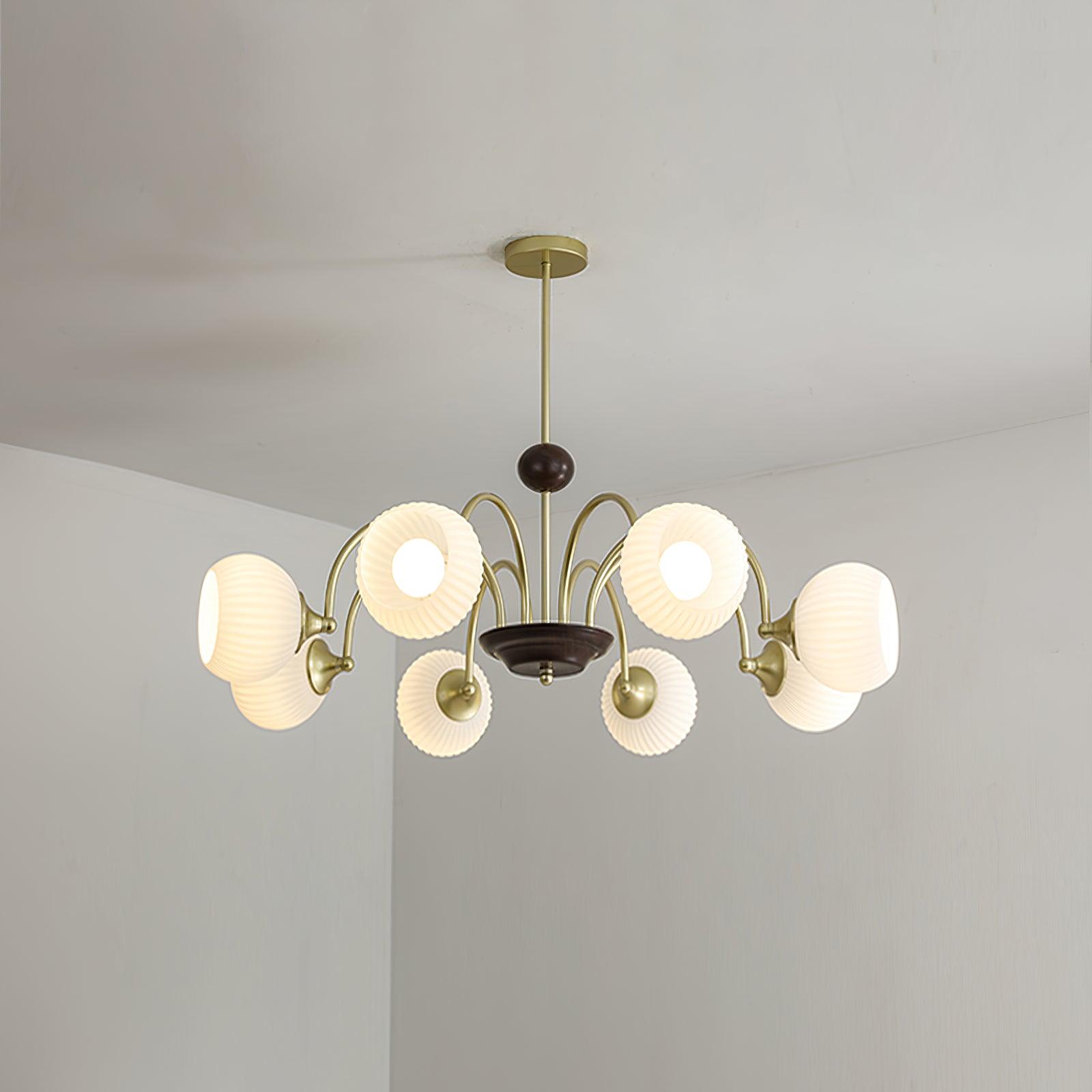 Lustra Kronleuchter Skulptural Glas Rippen mit Eisen-Letslighting