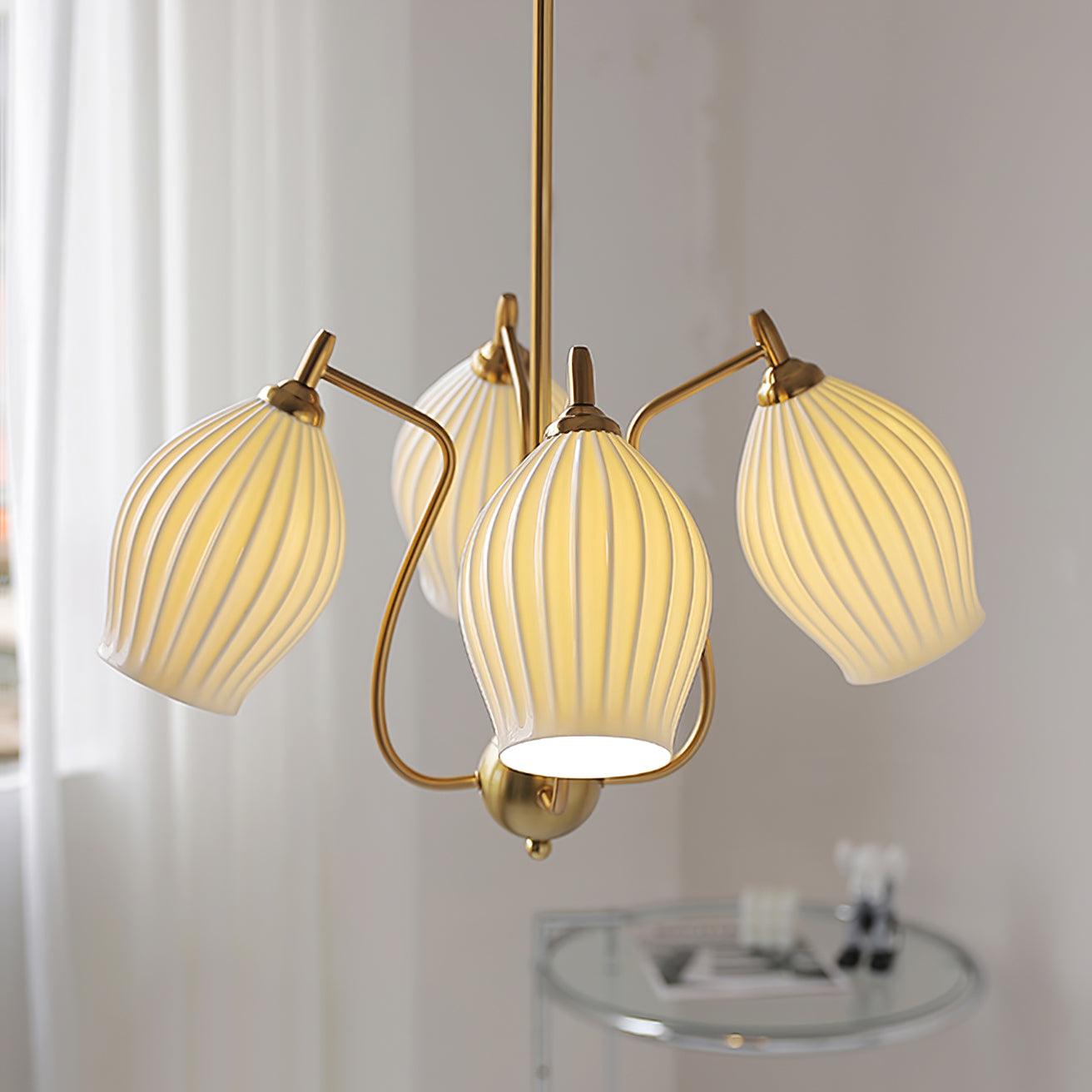 Lustra Keramik-Lüster Rippen Struktur Glas Elegant-Letslighting
