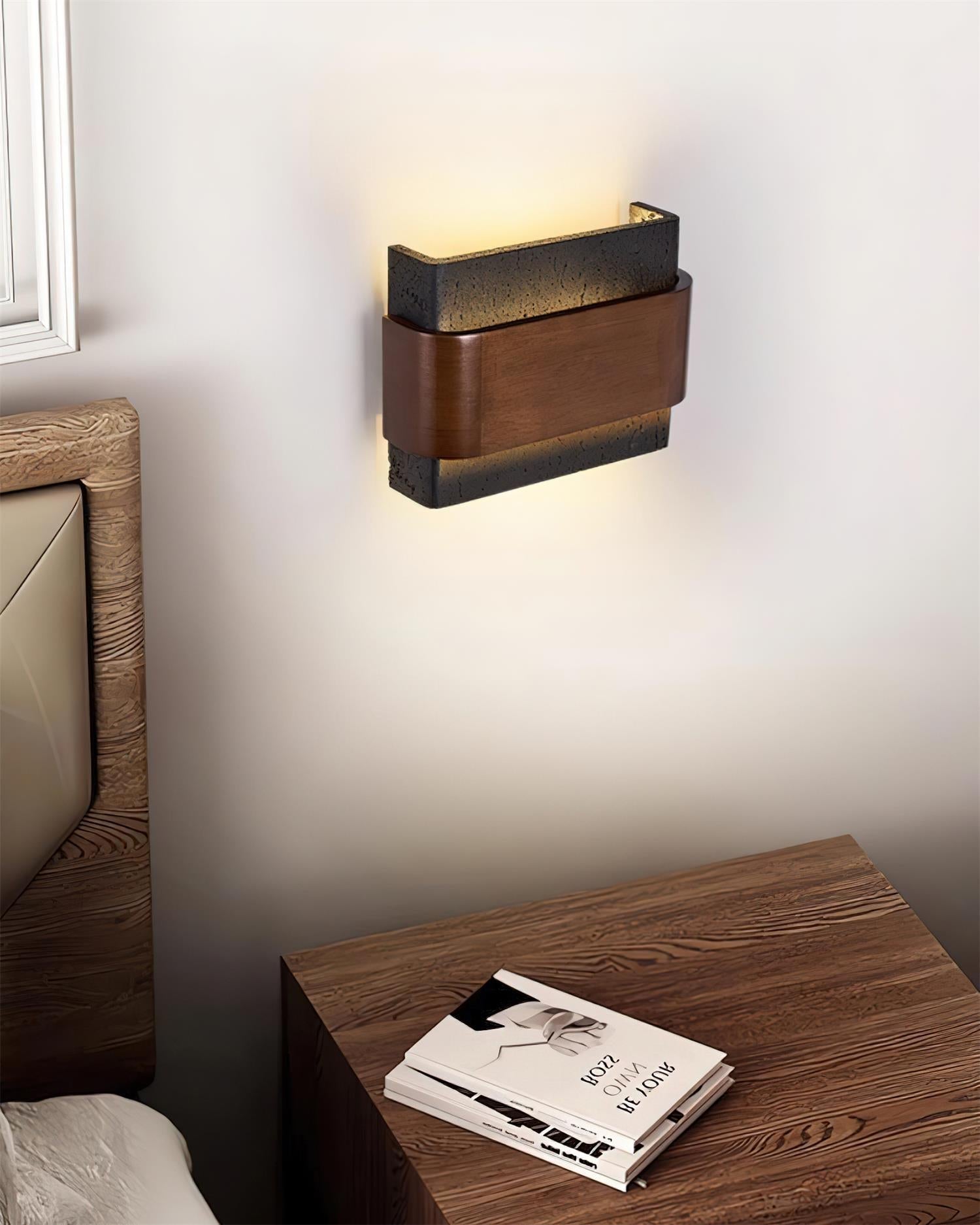Ritta Travertine Wall Lamp Wood-finish Arc - Letslighting