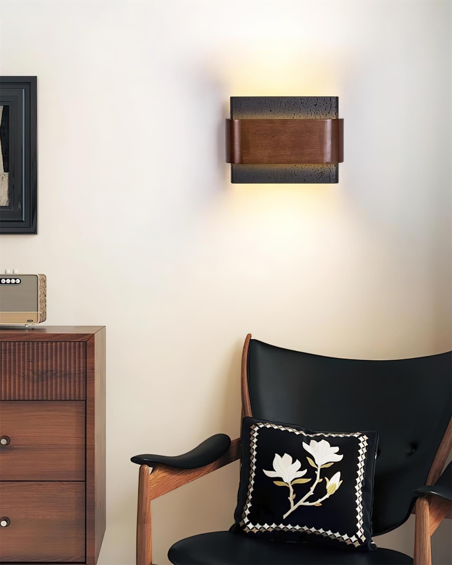 Ritta Travertine Wall Lamp Wood-finish Arc - Letslighting