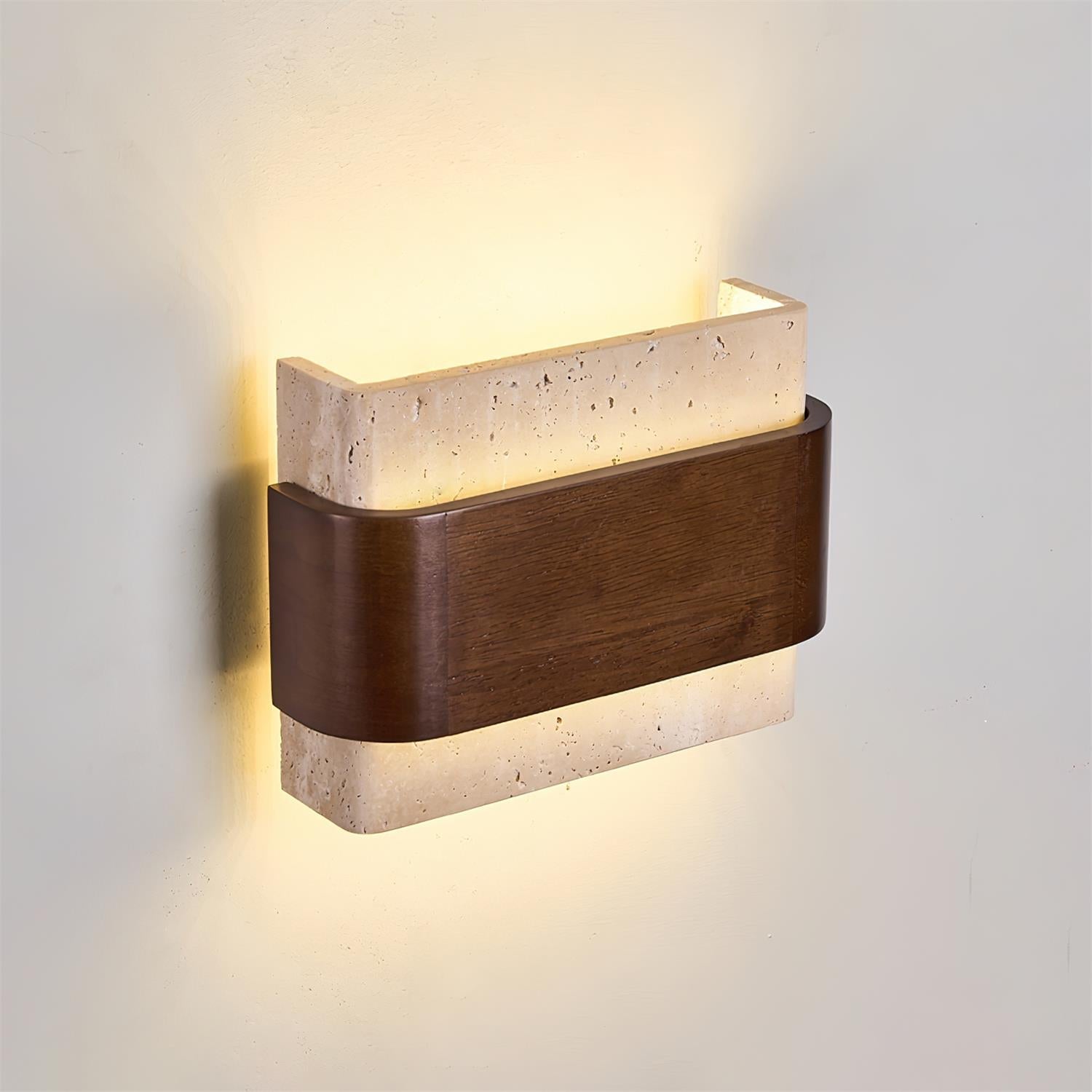 Ritta Travertine Wall Lamp Wood-finish Arc - Letslighting