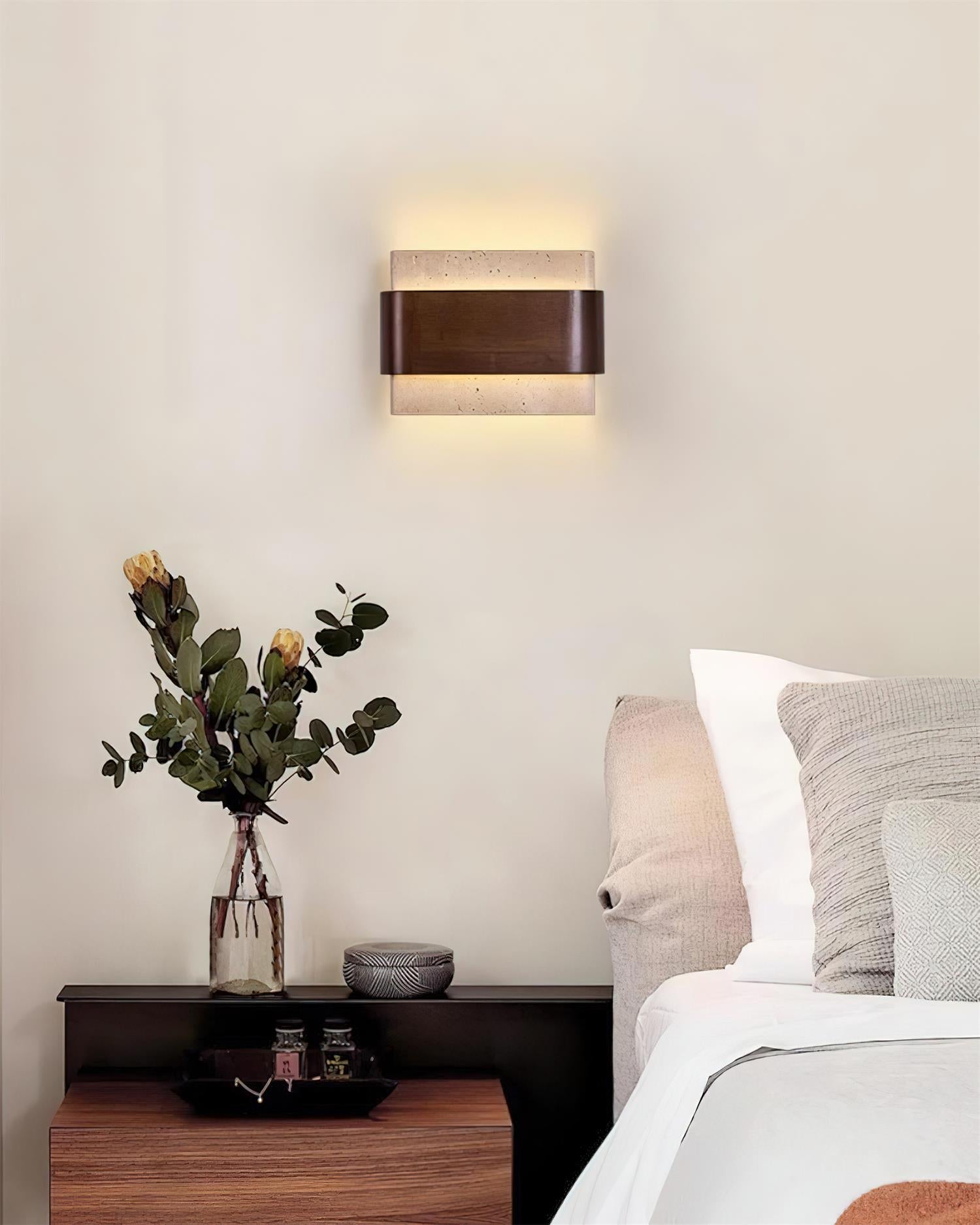 Ritta Travertine Wall Lamp Wood-finish Arc - Letslighting