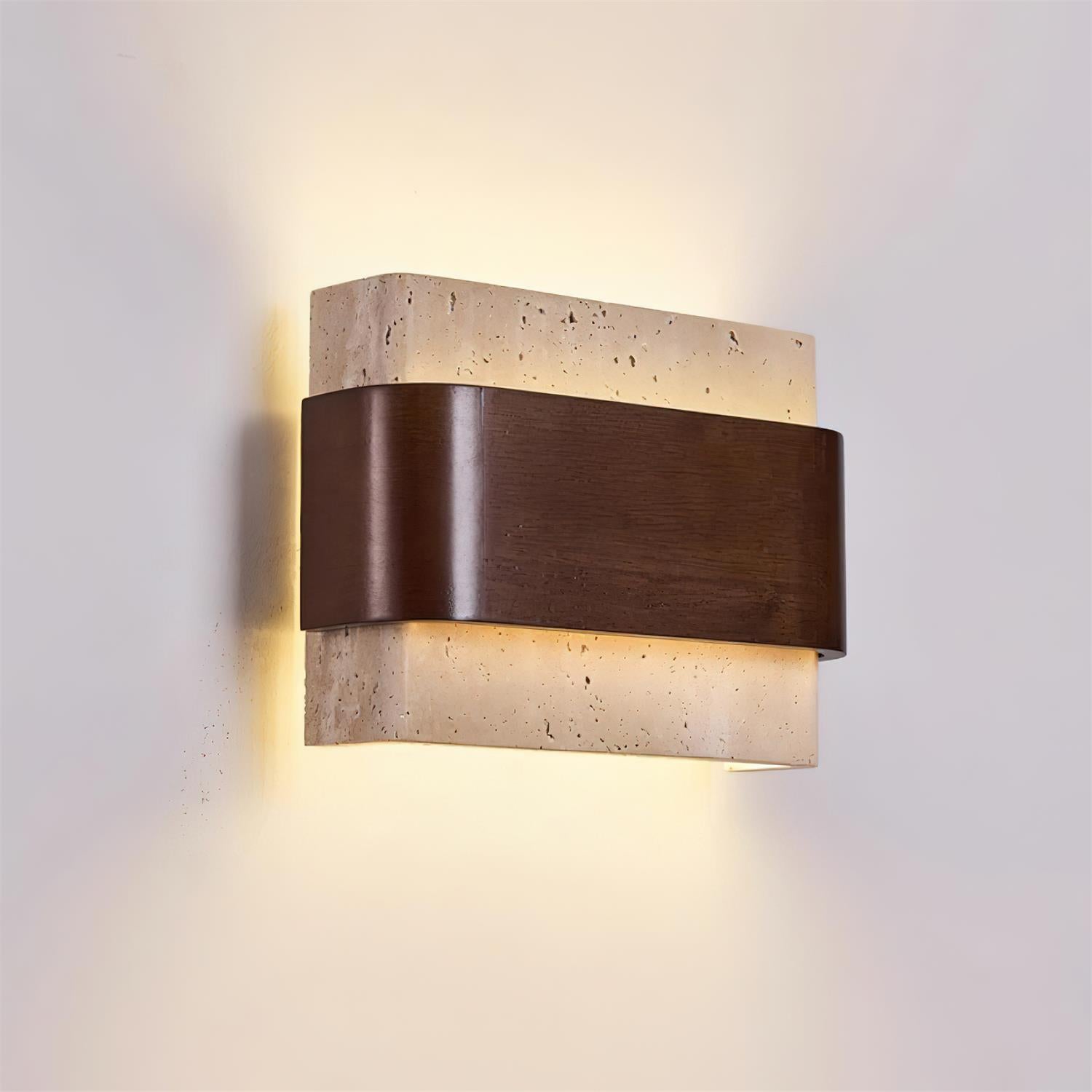Ritta Travertine Wall Lamp Wood-finish Arc - Letslighting