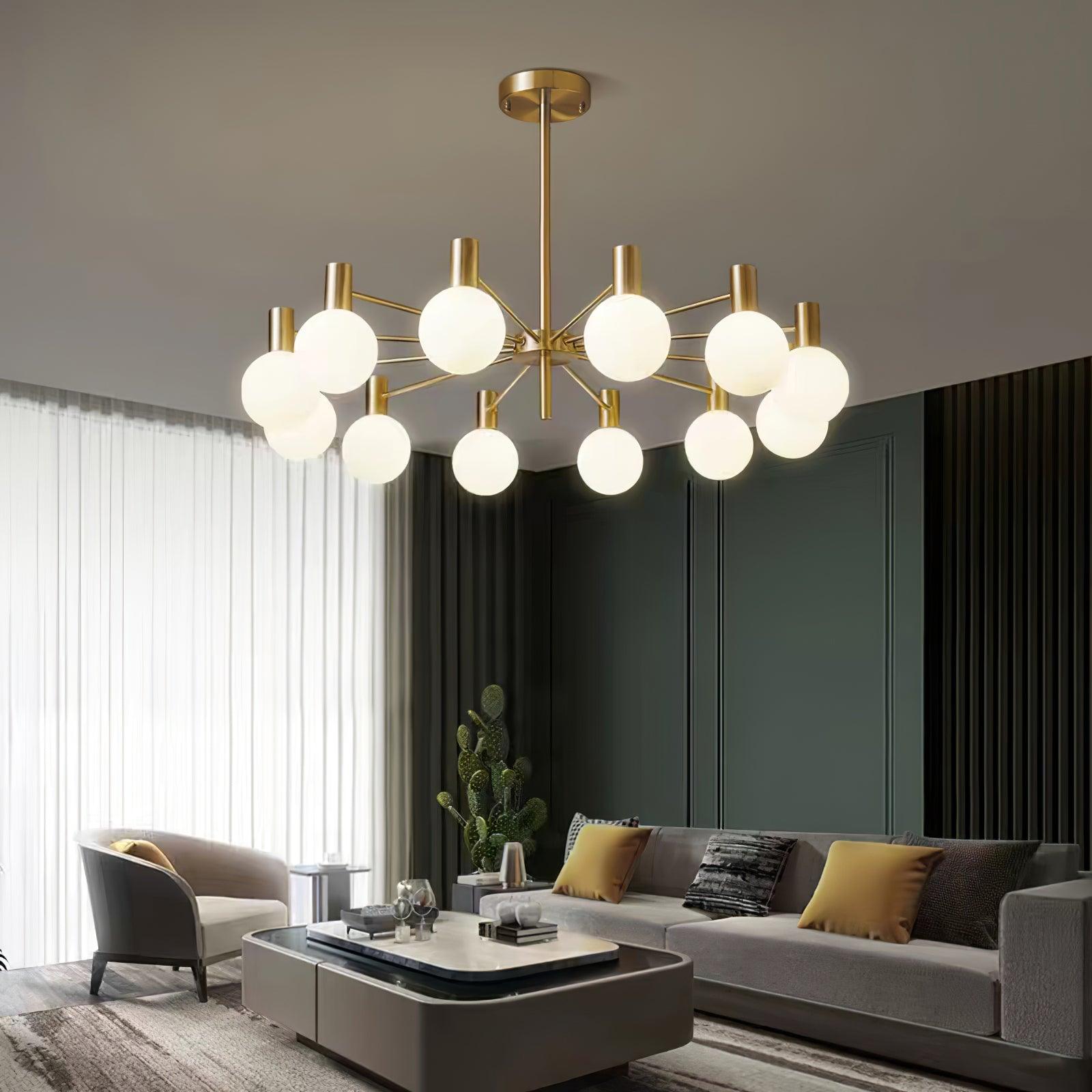 Lustra Kronleuchter Globus Glas Goldrahmen Modern-Letslighting