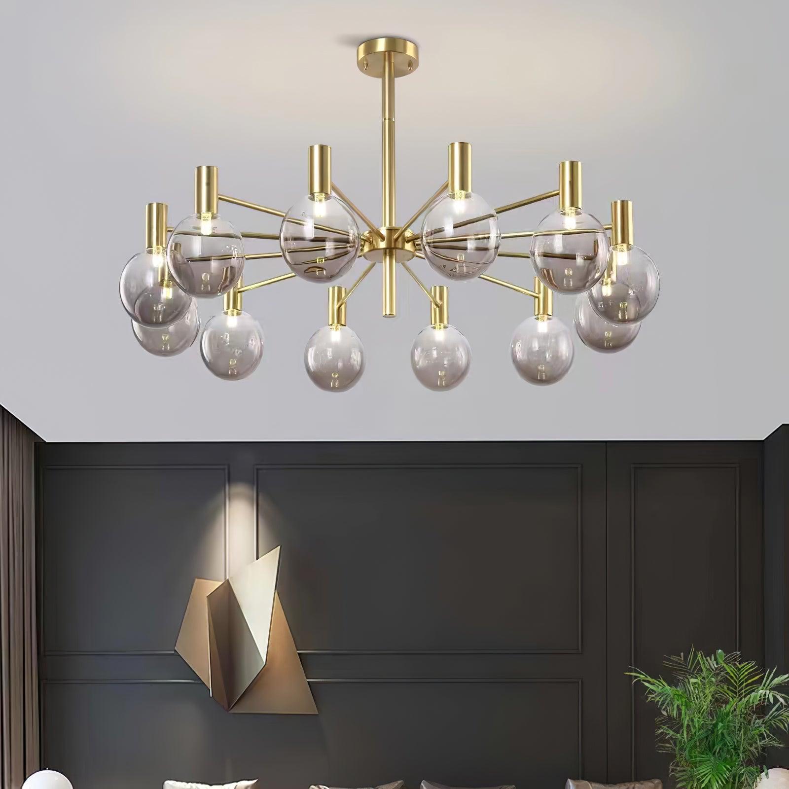Lustra Kronleuchter Globus Glas Goldrahmen Modern-Letslighting