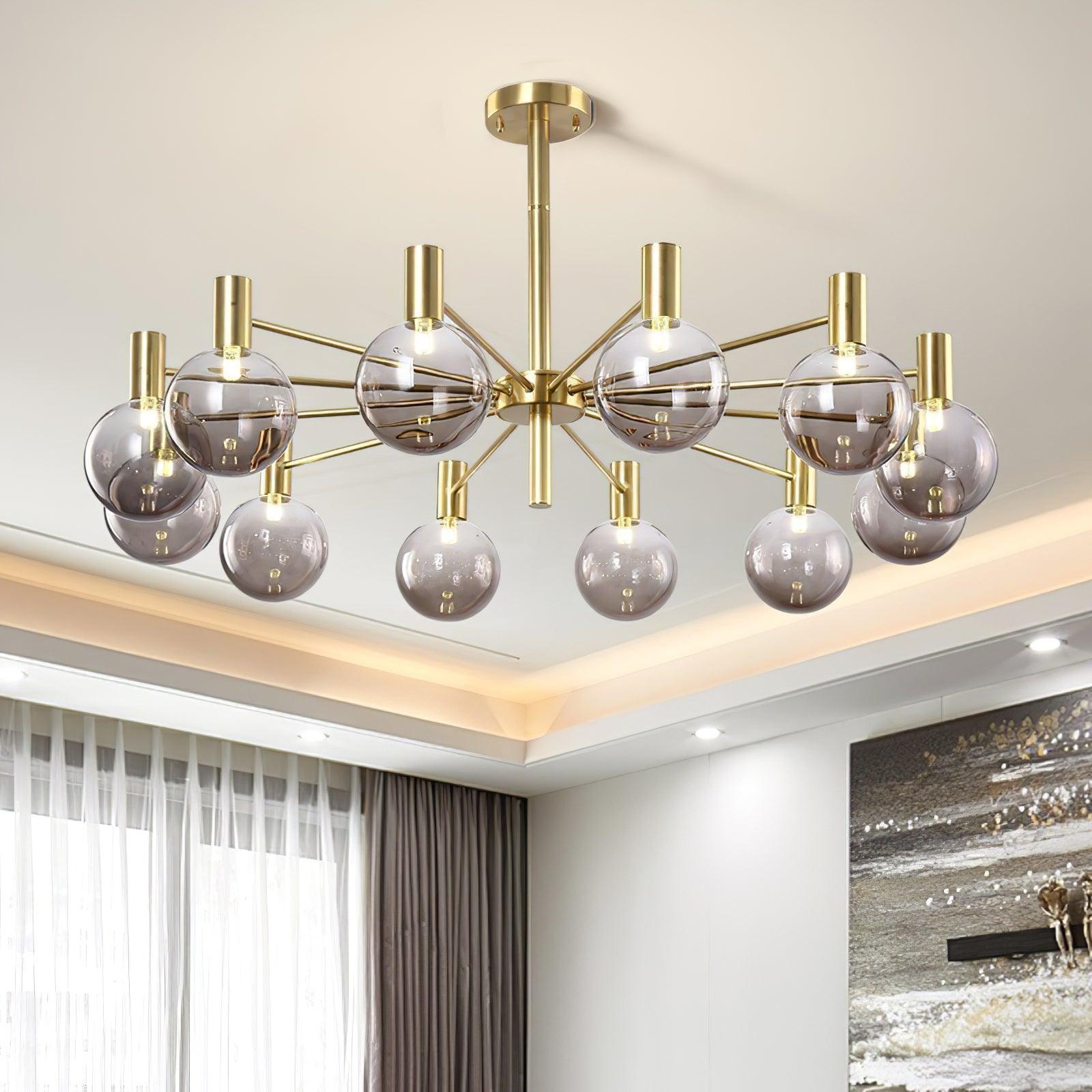 Lustra Kronleuchter Globus Glas Goldrahmen Modern-Letslighting