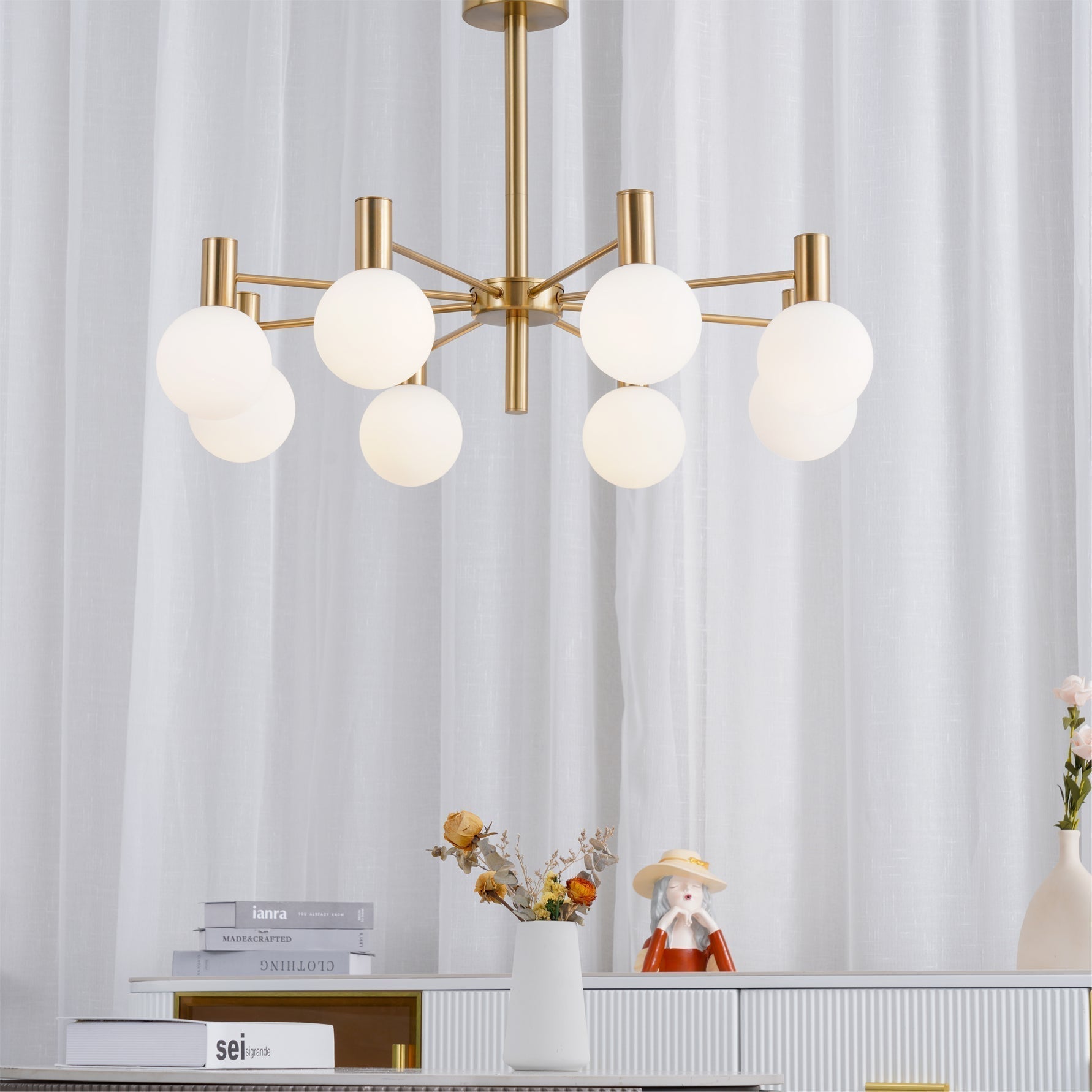 Lustra Kronleuchter Globus Glas Goldrahmen Modern-Letslighting