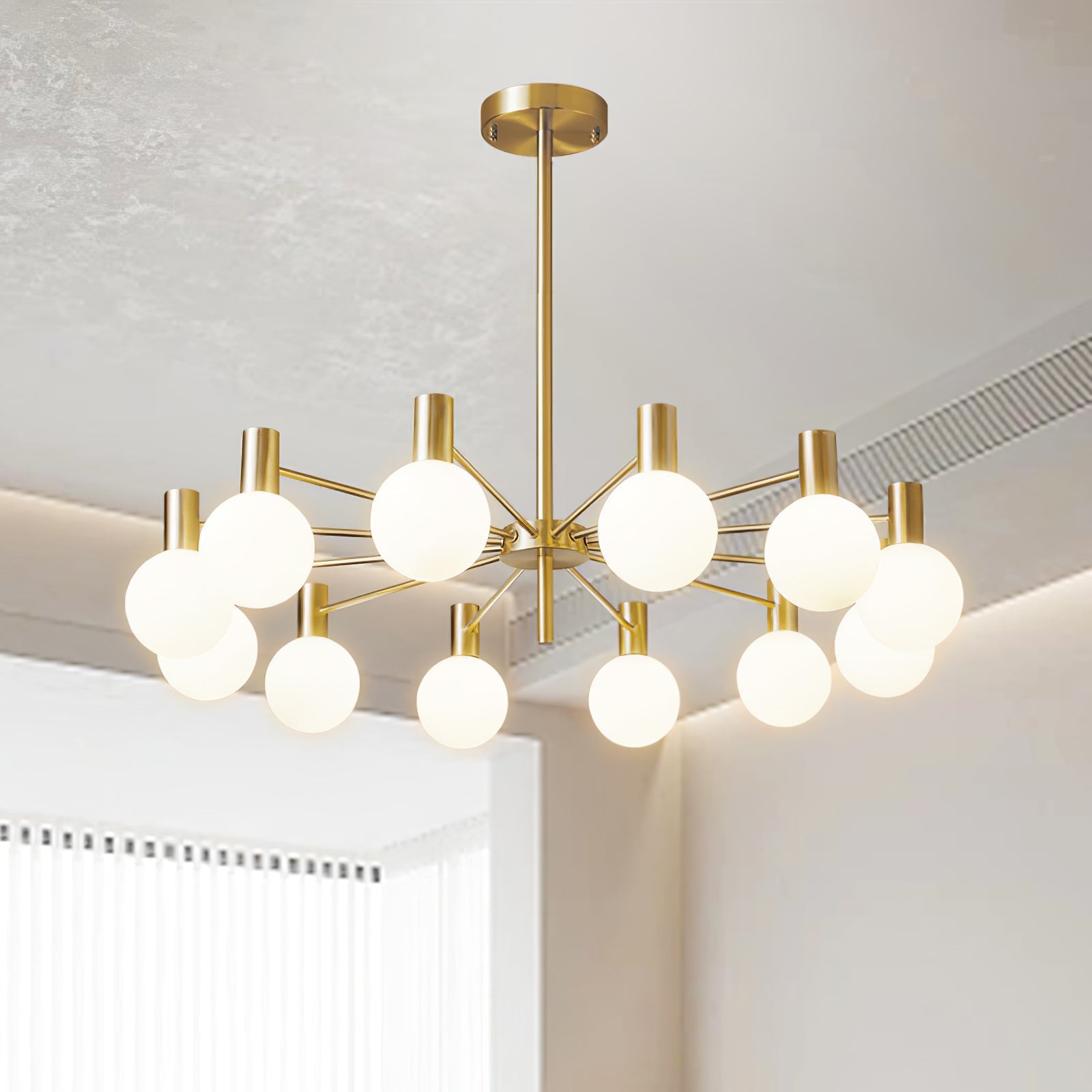 Lustra Kronleuchter Globus Glas Goldrahmen Modern-Letslighting