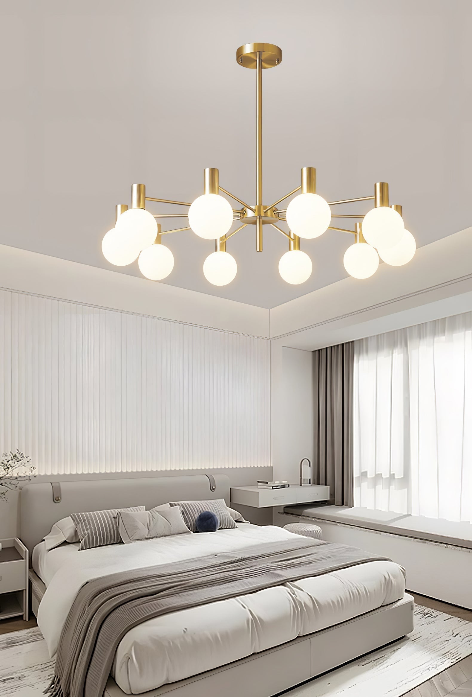 Lustra Kronleuchter Globus Glas Goldrahmen Modern-Letslighting