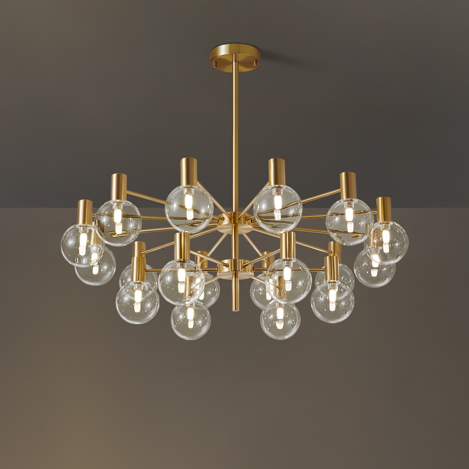 Lustra Kronleuchter Globus Glas Goldrahmen Modern-Letslighting