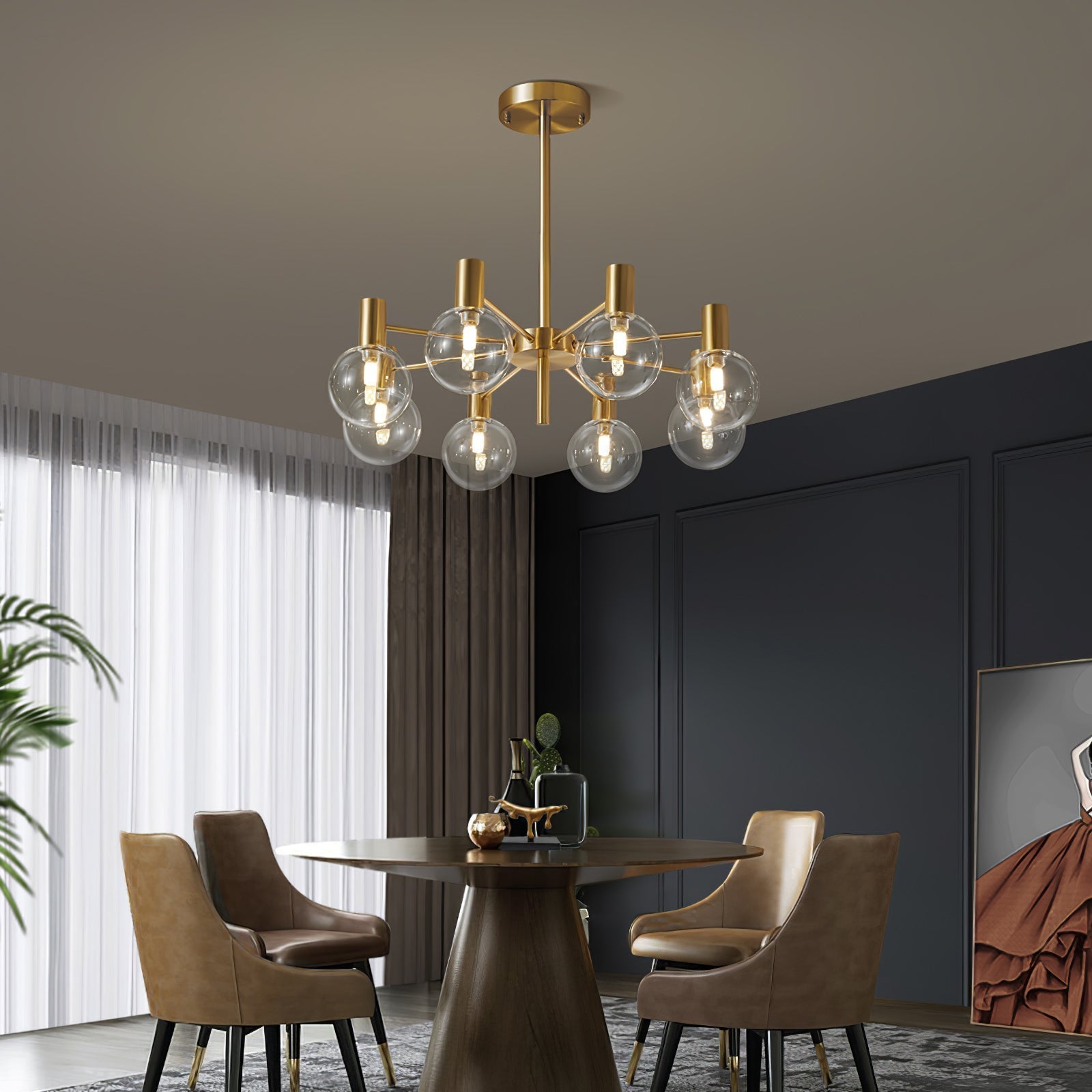 Lustra Kronleuchter Globus Glas Goldrahmen Modern-Letslighting