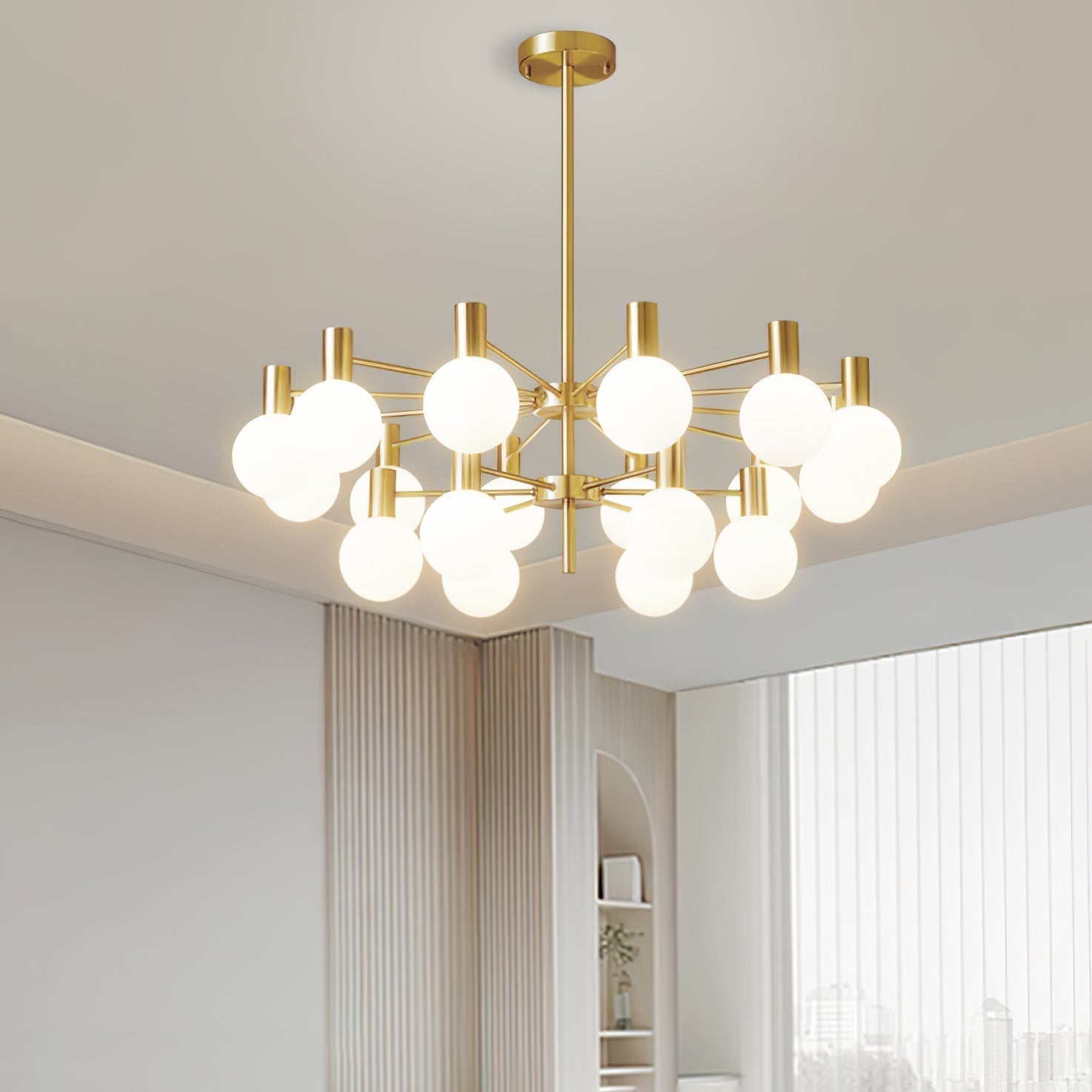 Lustra Kronleuchter Globus Glas Goldrahmen Modern-Letslighting