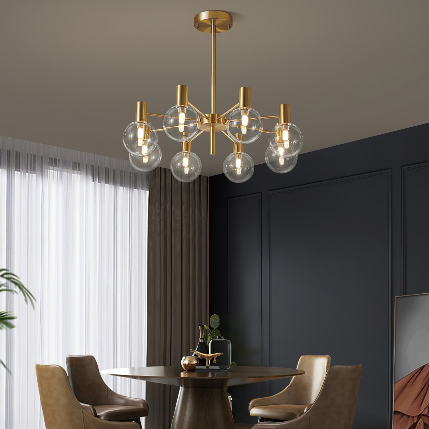 Lustra Kronleuchter Globus Glas Goldrahmen Modern-Letslighting