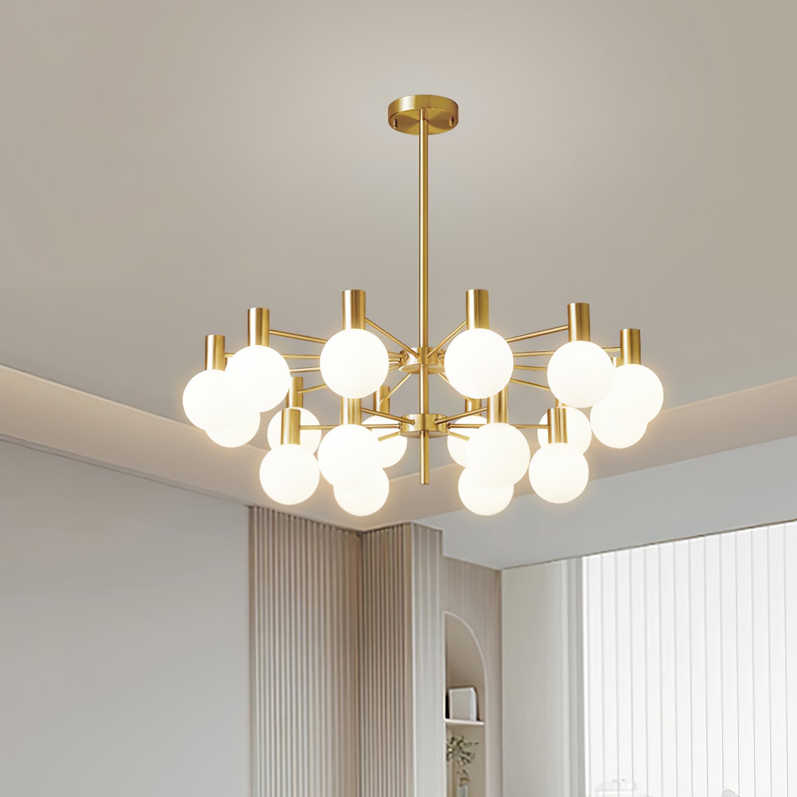 Lustra Kronleuchter Globus Glas Goldrahmen Modern-Letslighting
