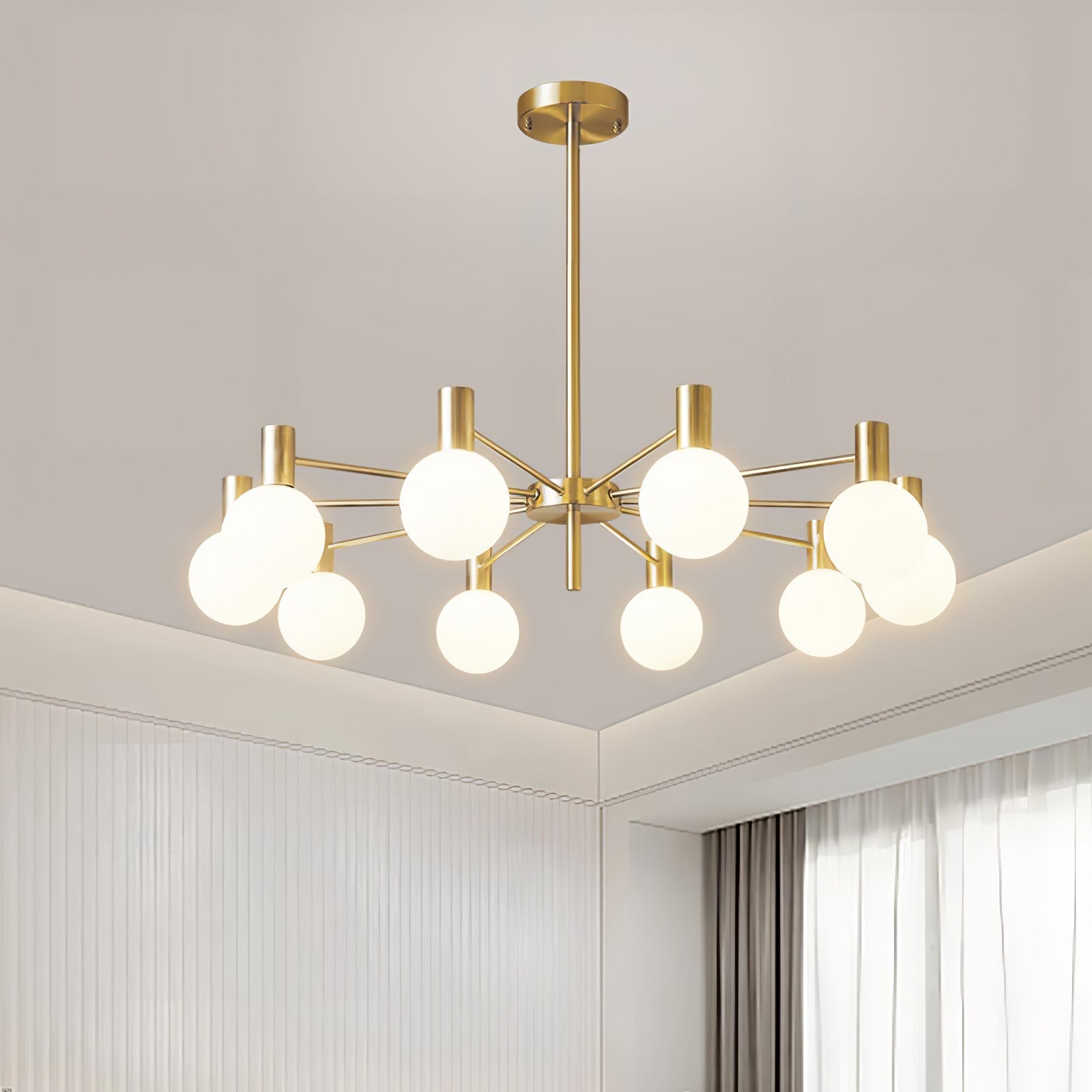 Lustra Kronleuchter Globus Glas Goldrahmen Modern-Letslighting