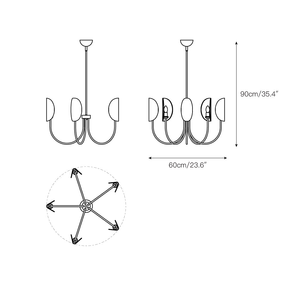 Unoryra Traditioneller Blatt Messing Stoff Kronleuchter-Letslighting