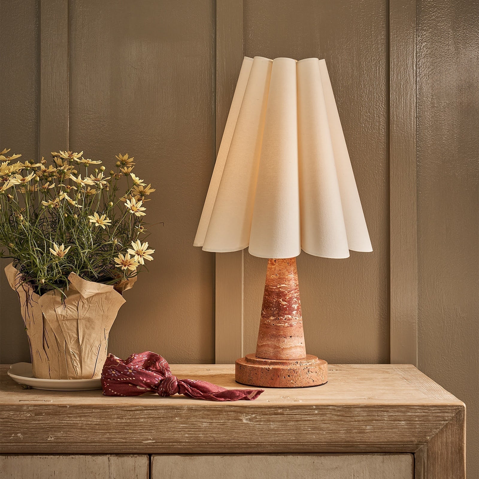 Shadon Marble Pleated Table Lamp - Letslighting