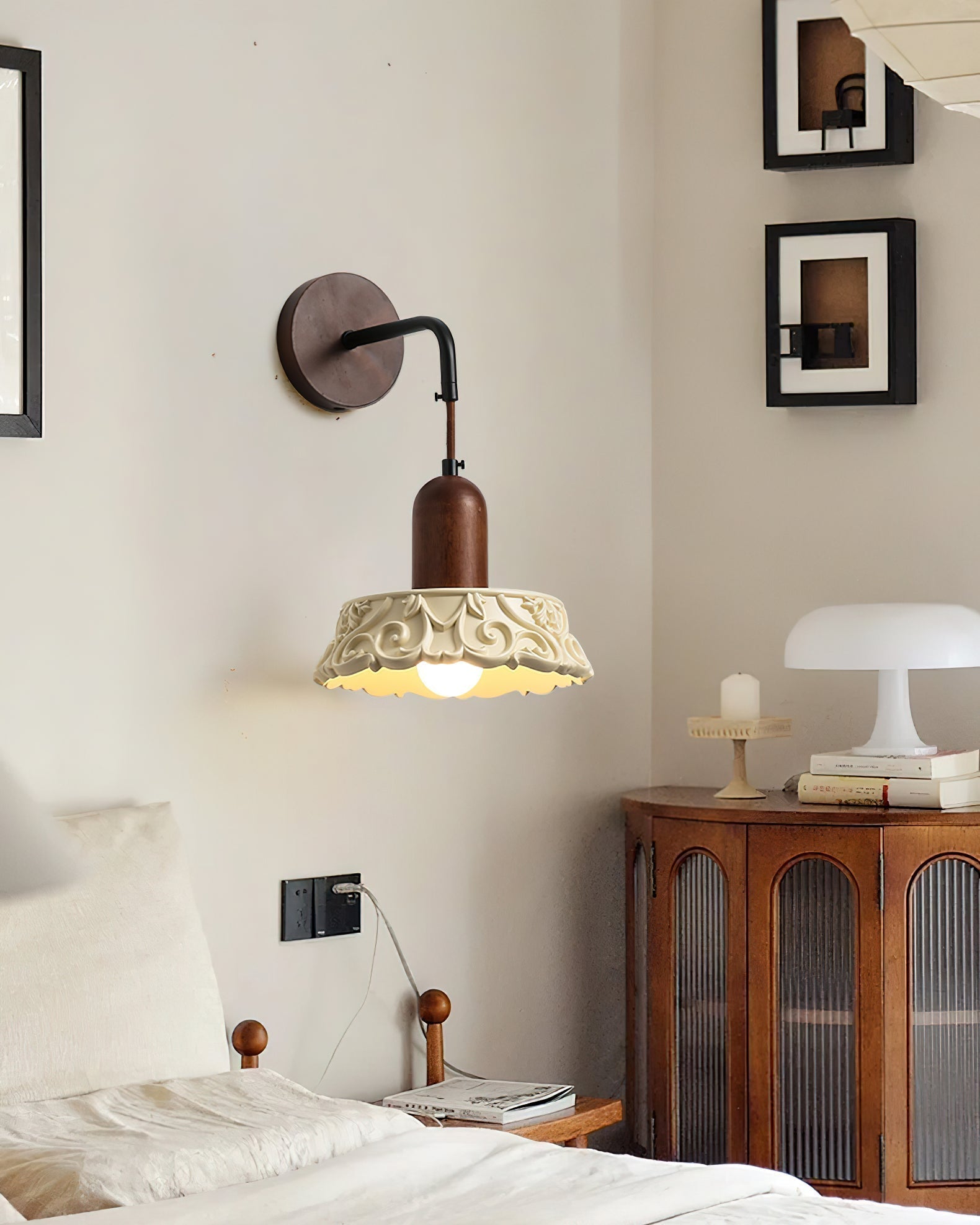 Margan Vintage Holz Wandleuchte-Letslighting
