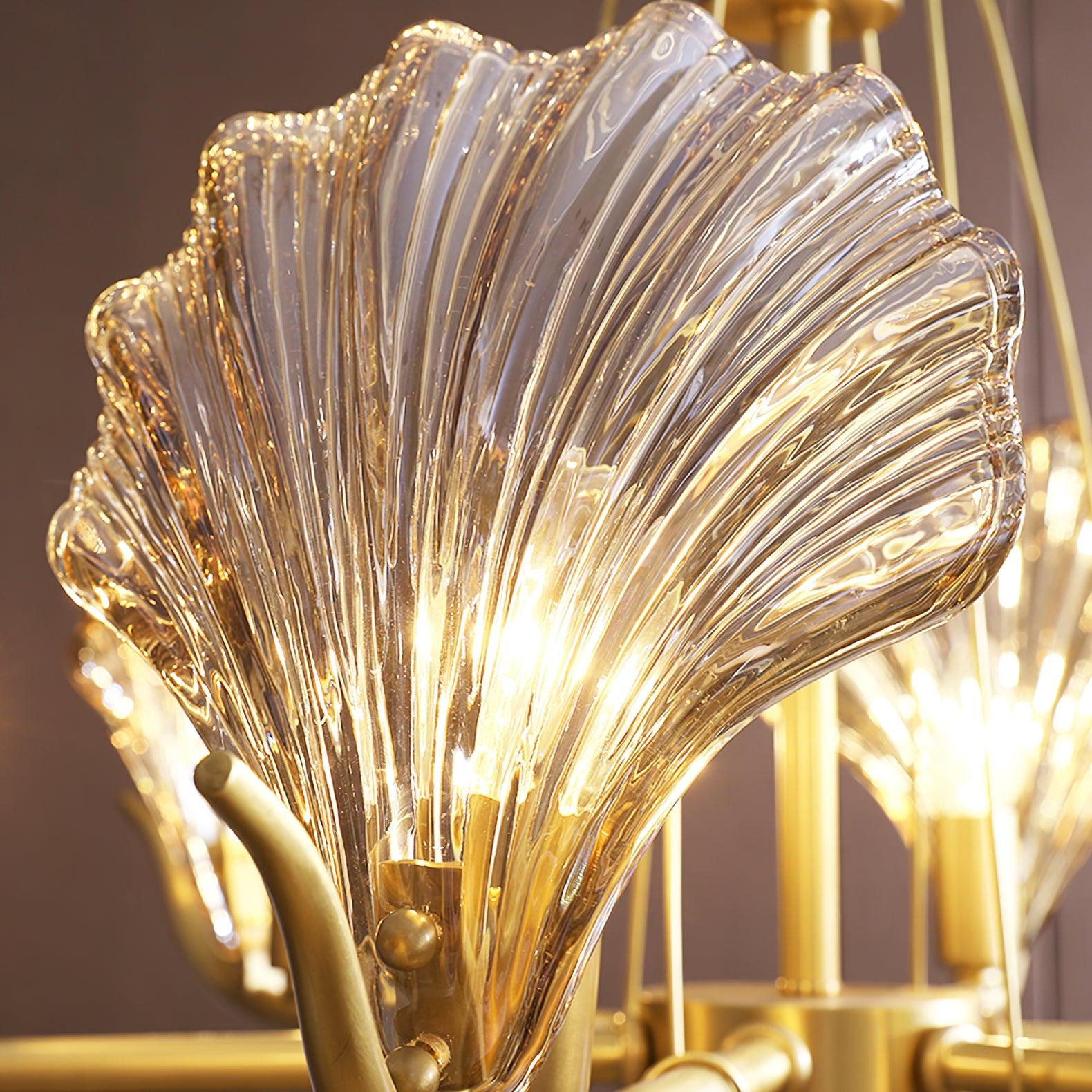 Lustra Kronleuchter Muschel Kristall Blatt Kupfer-Letslighting