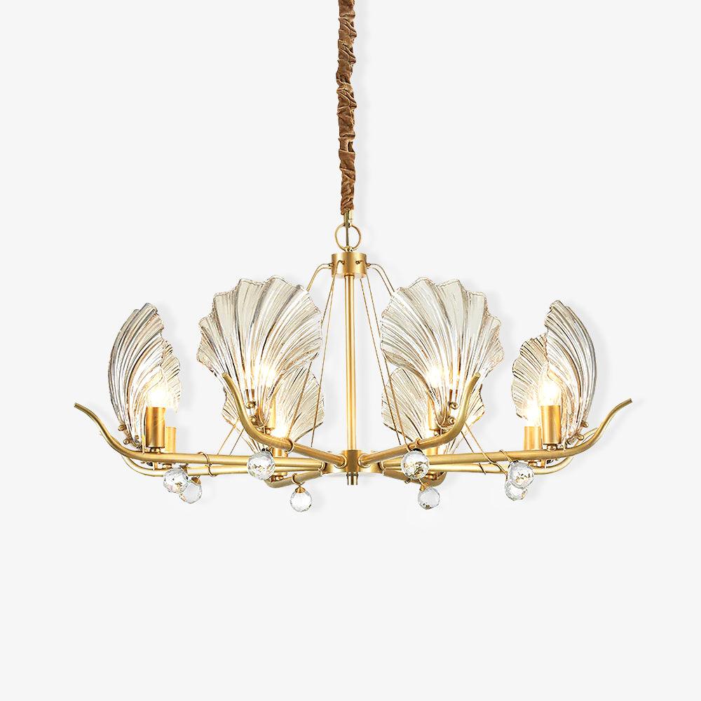 Lustra Kronleuchter Muschel Kristall Blatt Kupfer-Letslighting