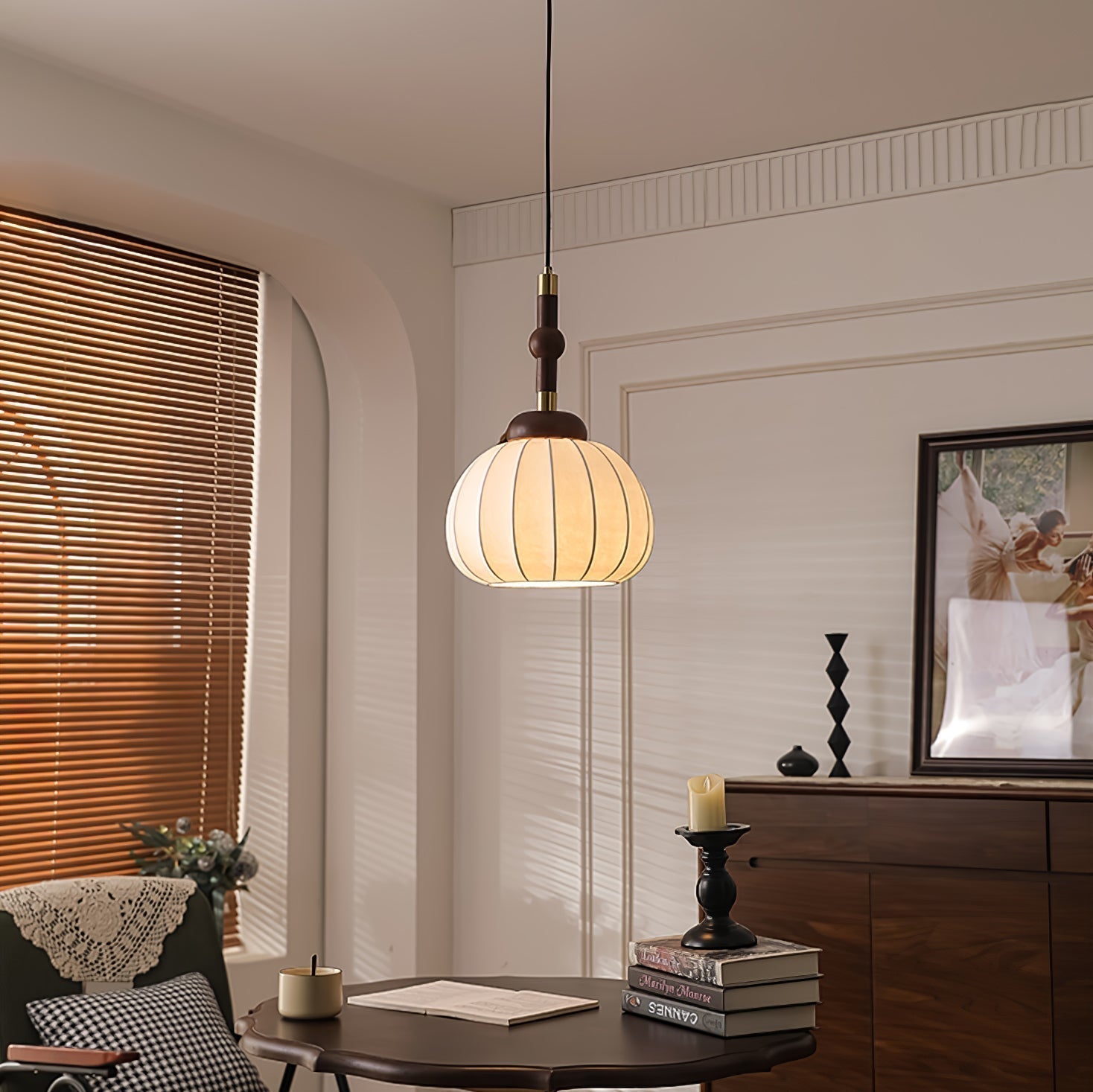 Solari Skandinavische Pendelleuchte aus Seidenholz-Letslighting
