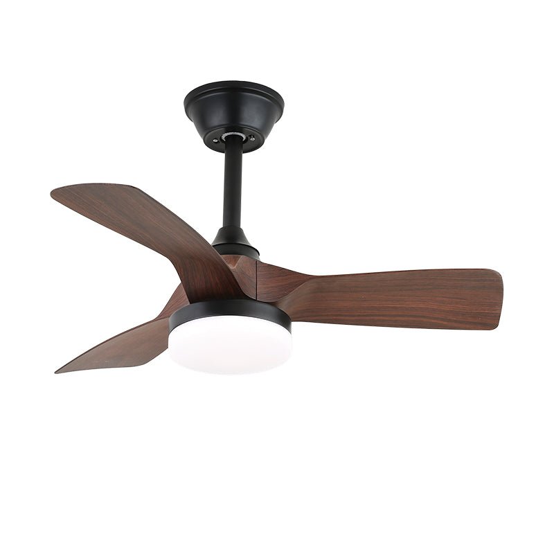 Arden Minimalistischer Deckenventilator mit Licht aus schwarzem Holz, Detail des Metallrahmens
