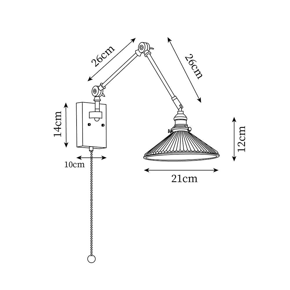 Wandleuchte Verstellbar Arm Gefeilt Schirm Walnuss Basis Vintage Task-Letslighting