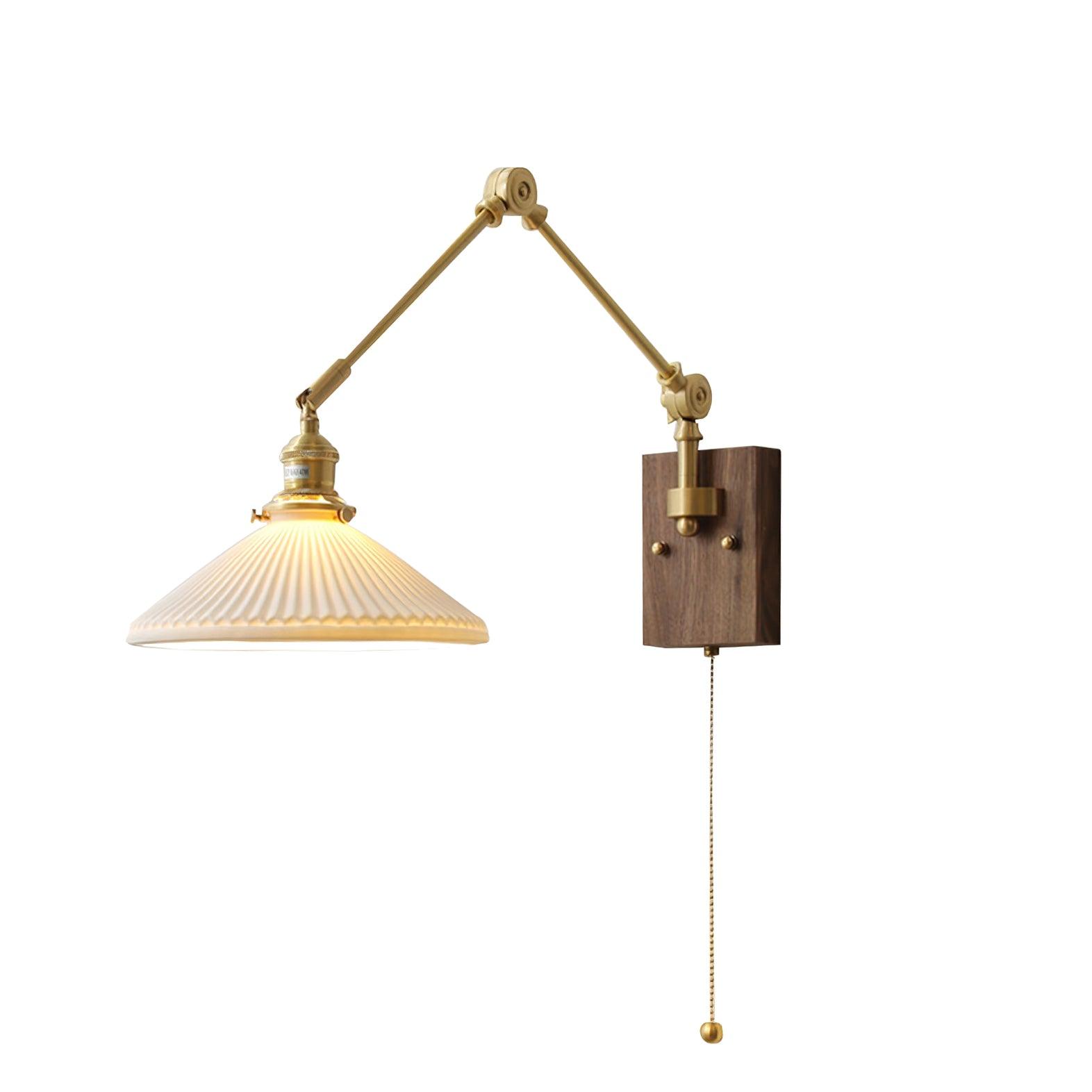 Wandleuchte Verstellbar Arm Gefeilt Schirm Walnuss Basis Vintage Task-Letslighting