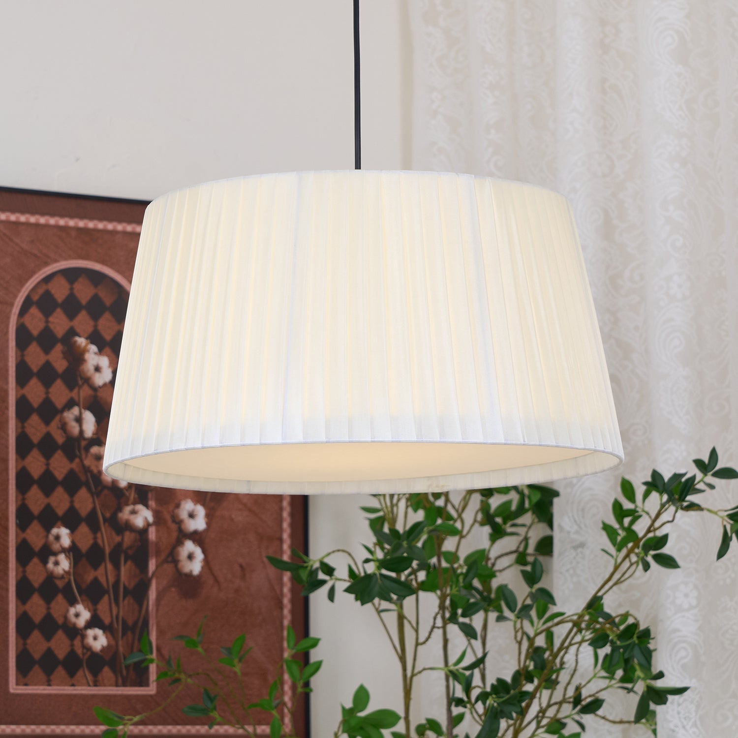 Pendelleuchte Gefalteter Stoff Trommel Minimalistisch-Letslighting