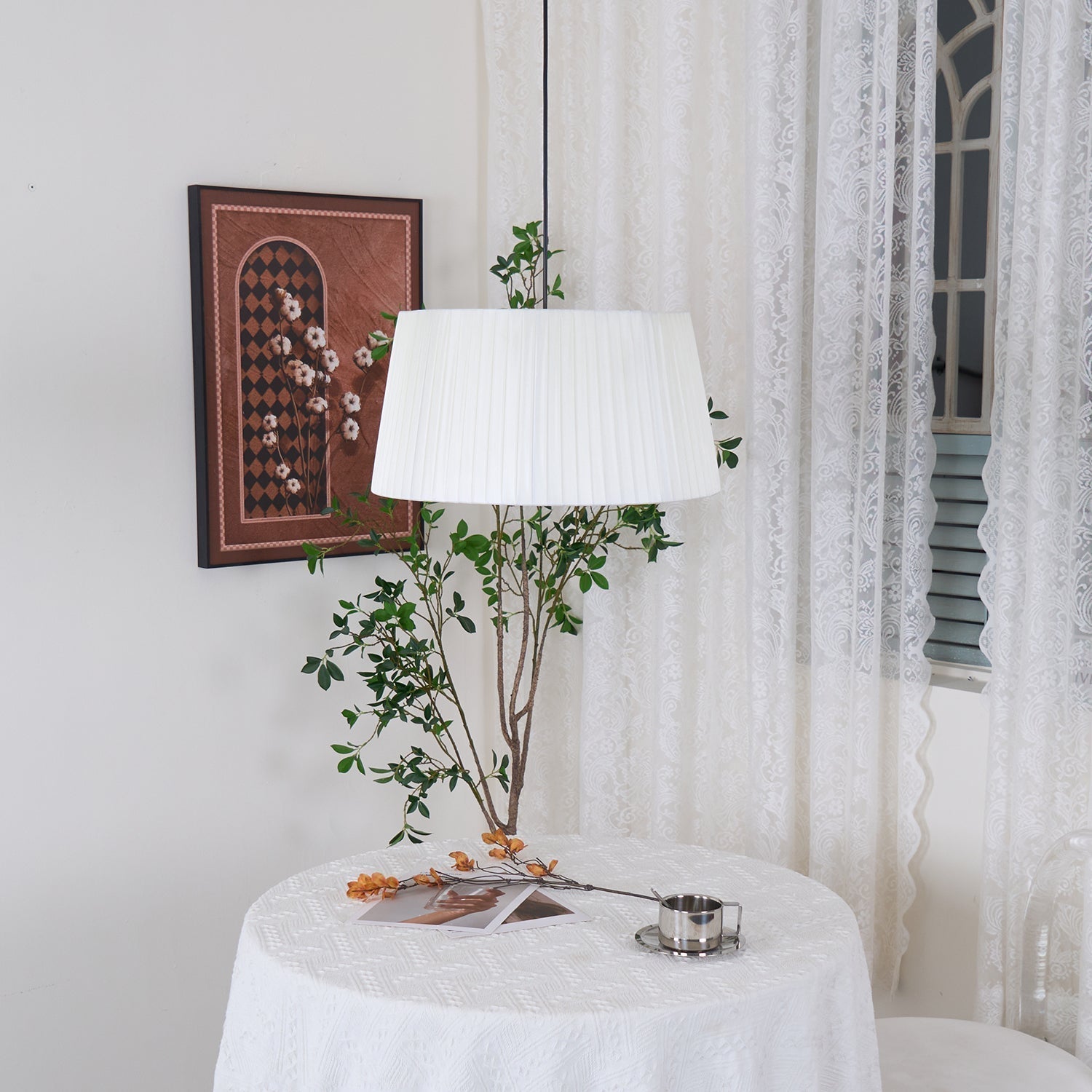 Pendelleuchte Gefalteter Stoff Trommel Minimalistisch-Letslighting