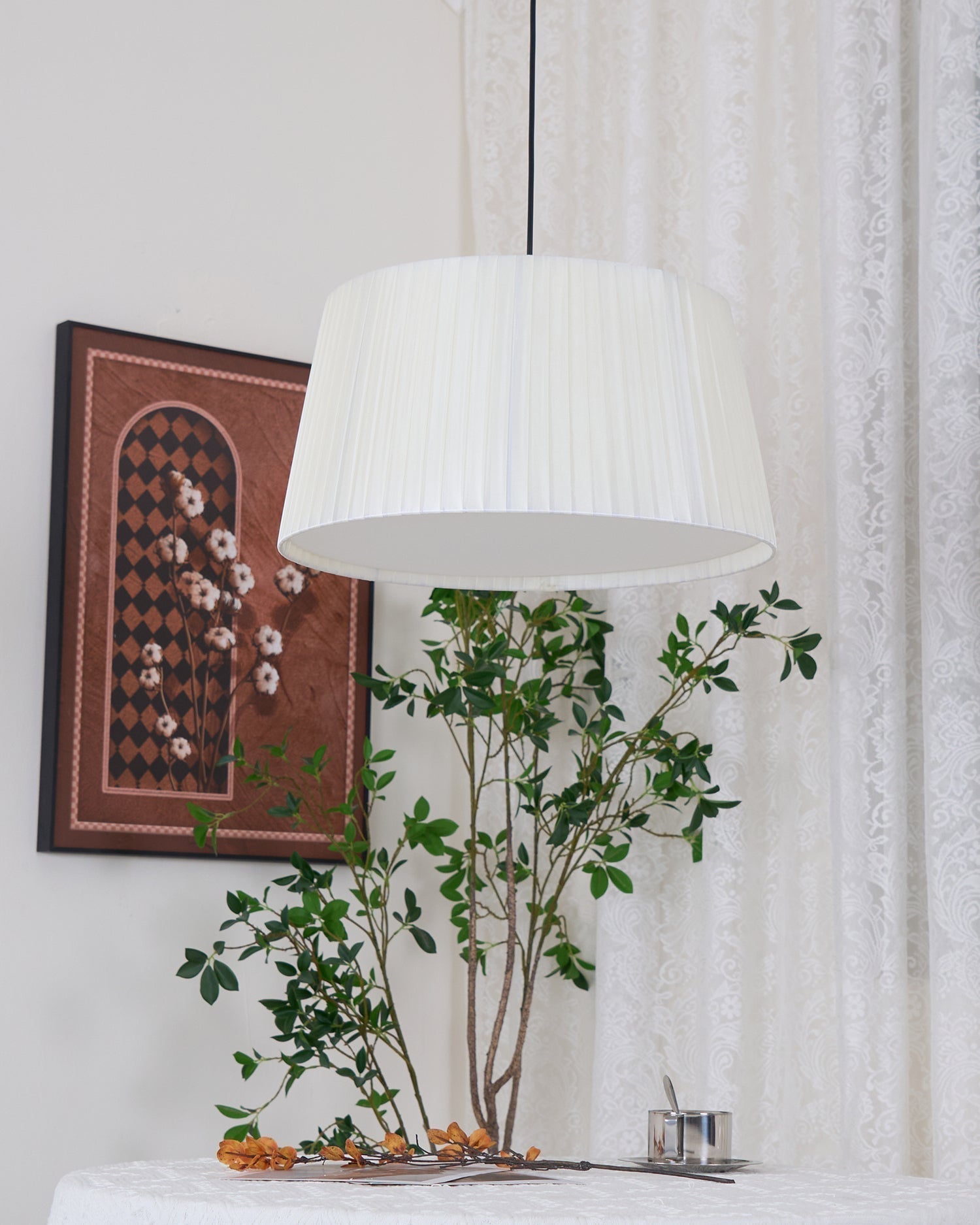 Pendelleuchte Gefalteter Stoff Trommel Minimalistisch-Letslighting