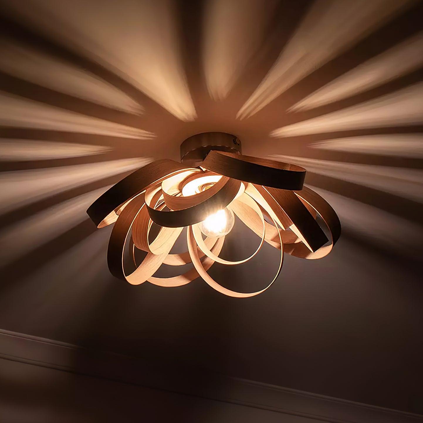 Veylo Wooden Ribbon Ceiling Lamp - Letslighting