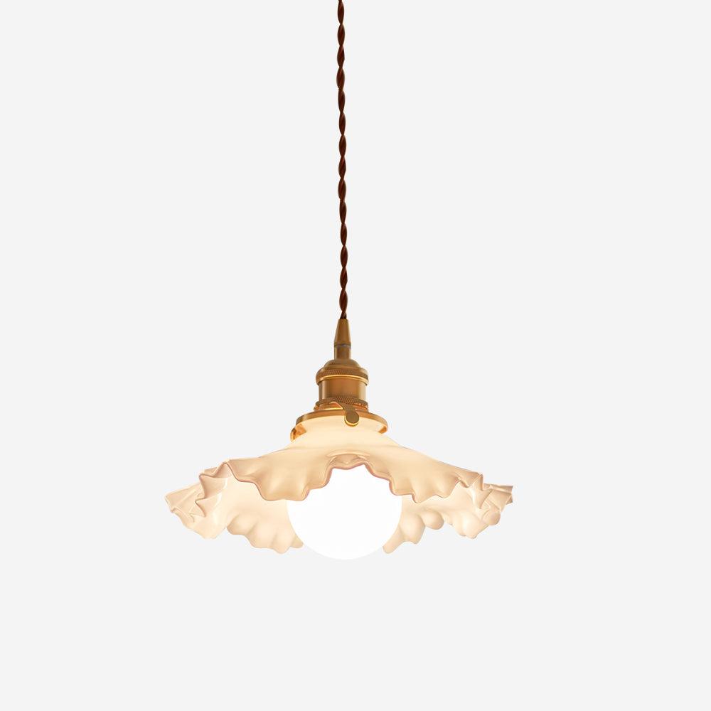 Pendelleuchte Glas Rüschen Schirm Messing Warmer-Letslighting