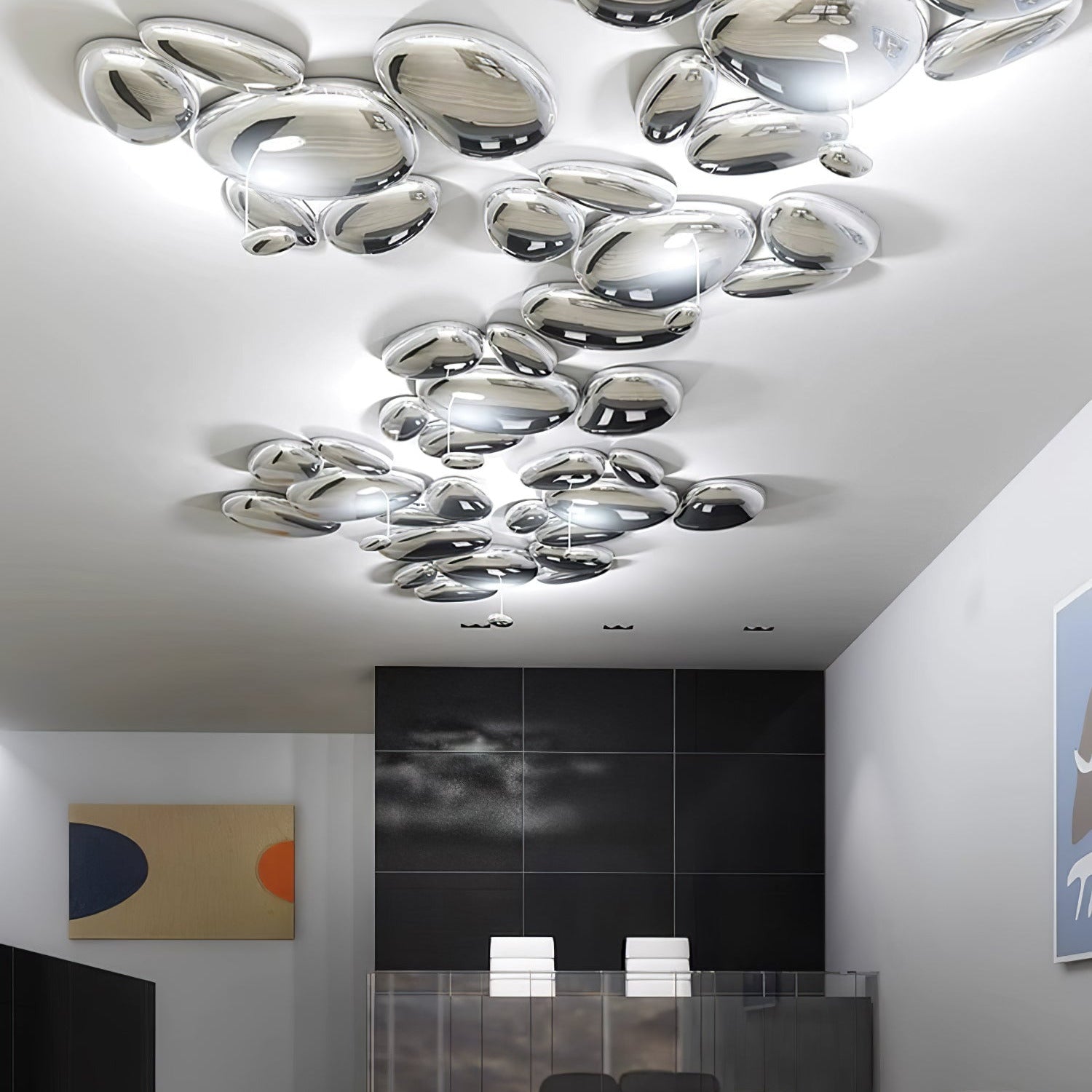 Lava Zeitgenössische Skydro-Deckenleuchte in Rauchgrau