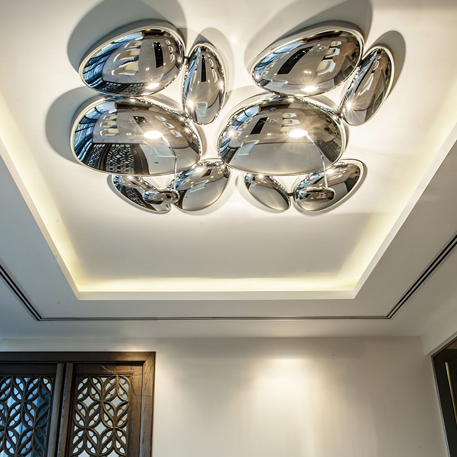 Lava Zeitgenössische Skydro-Deckenleuchte in Rauchgrau