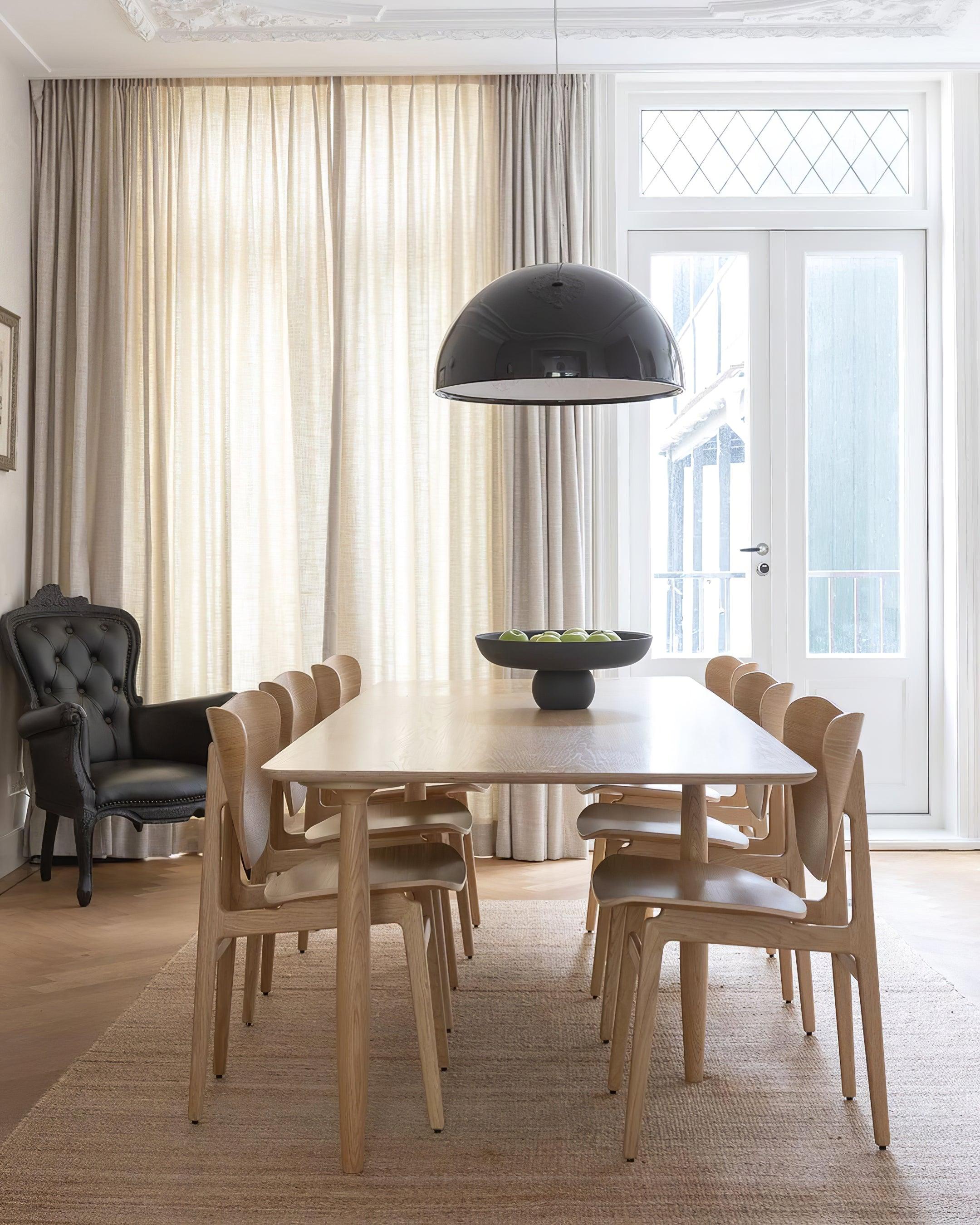 Pendant Lamp Black Dome with Embossed Plaster Interior Elegant - Letslighting